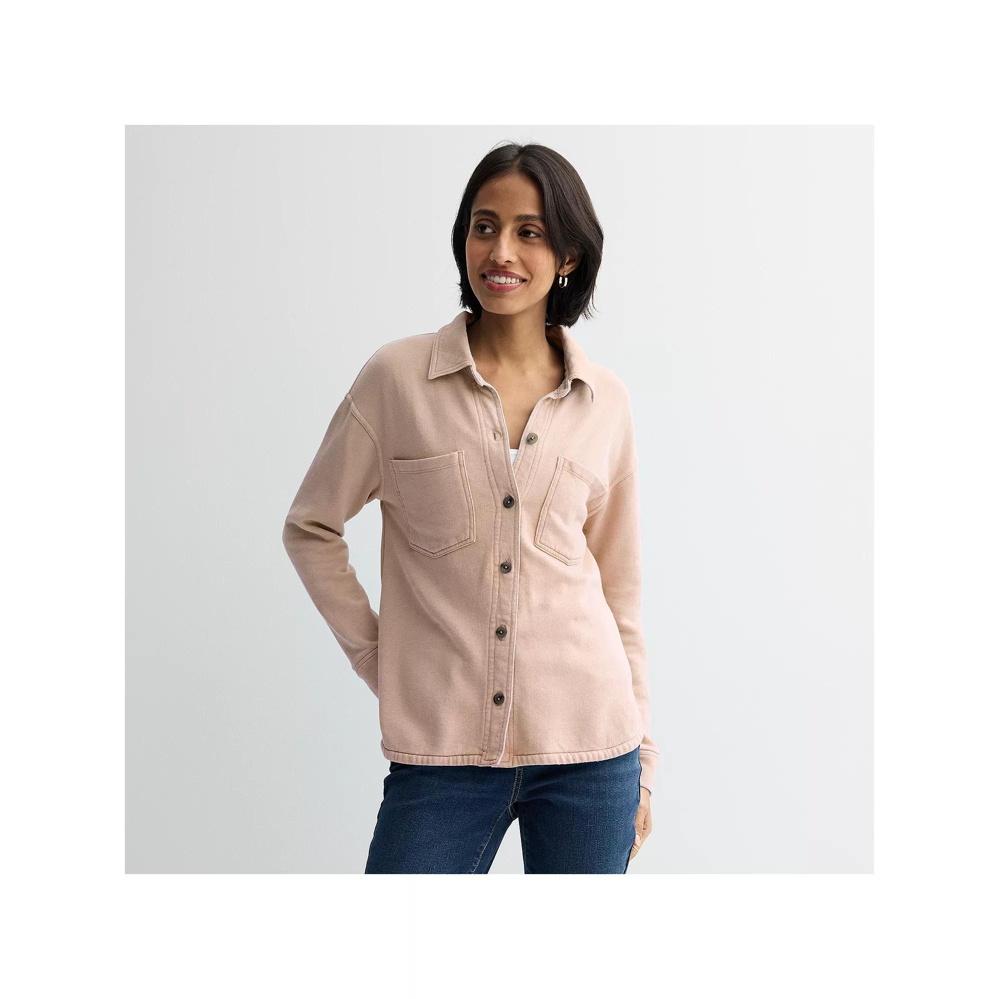 Women's Sonoma Goods For Life® Knit Fleece Shacket, Size: XS, Bartlett Beige Product Image