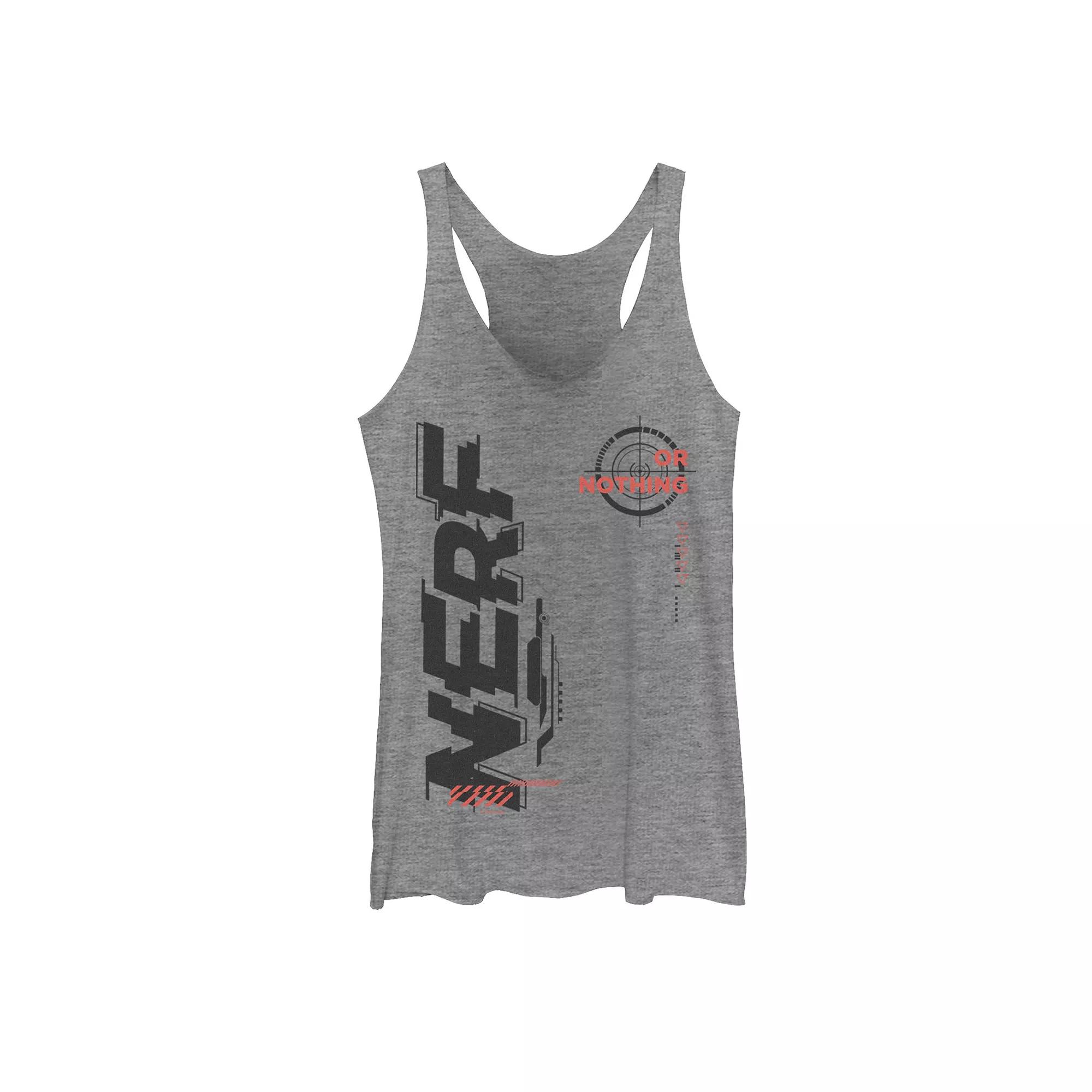 Juniors' Nerf It's Nerf Or Nothing Right Side Text Tank Top, Girl's, Size: XS, Gray Grey Product Image