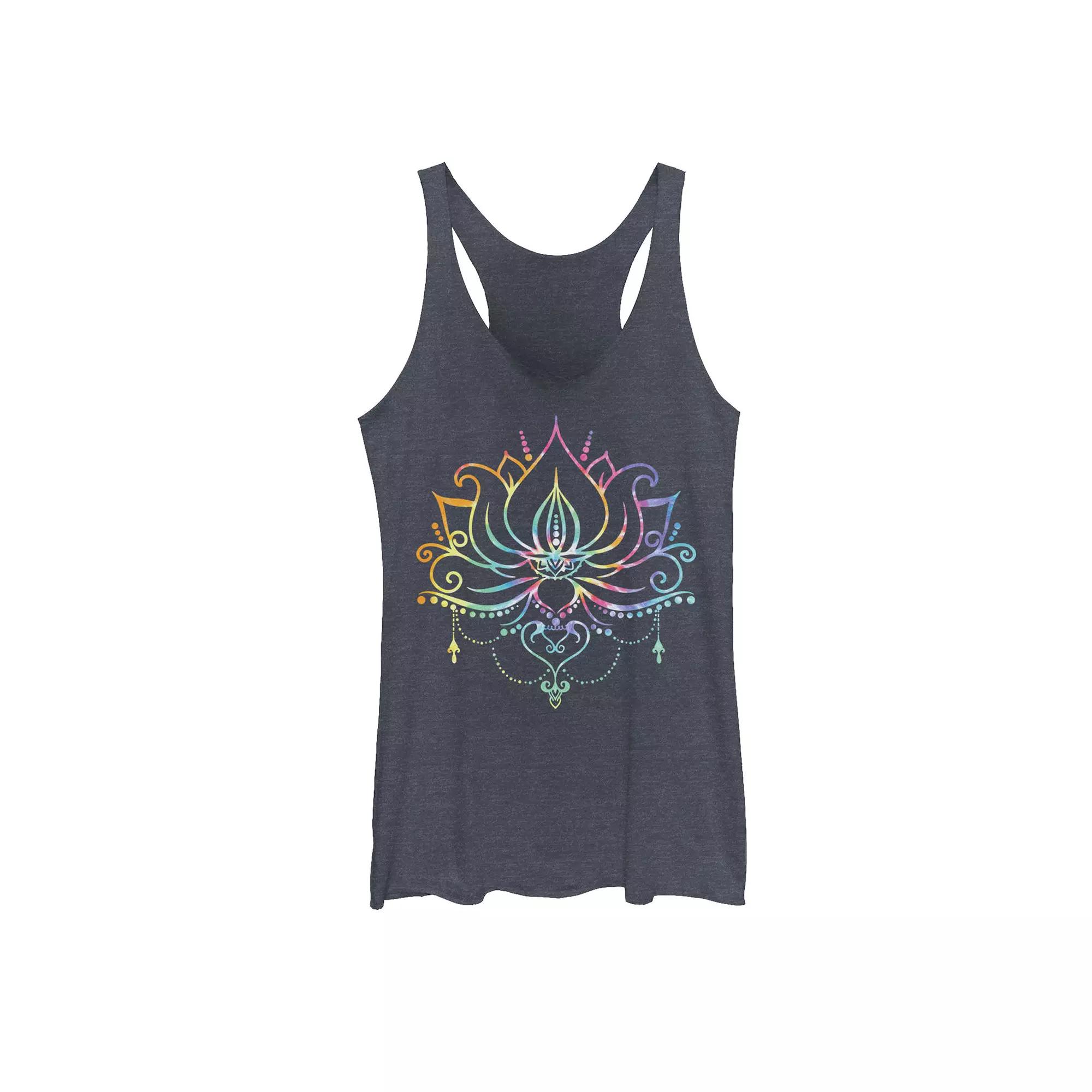 Juniors' Radial Tie-Dye Lotus Bloom Graphic Tank Top, Girl's,  Product Image