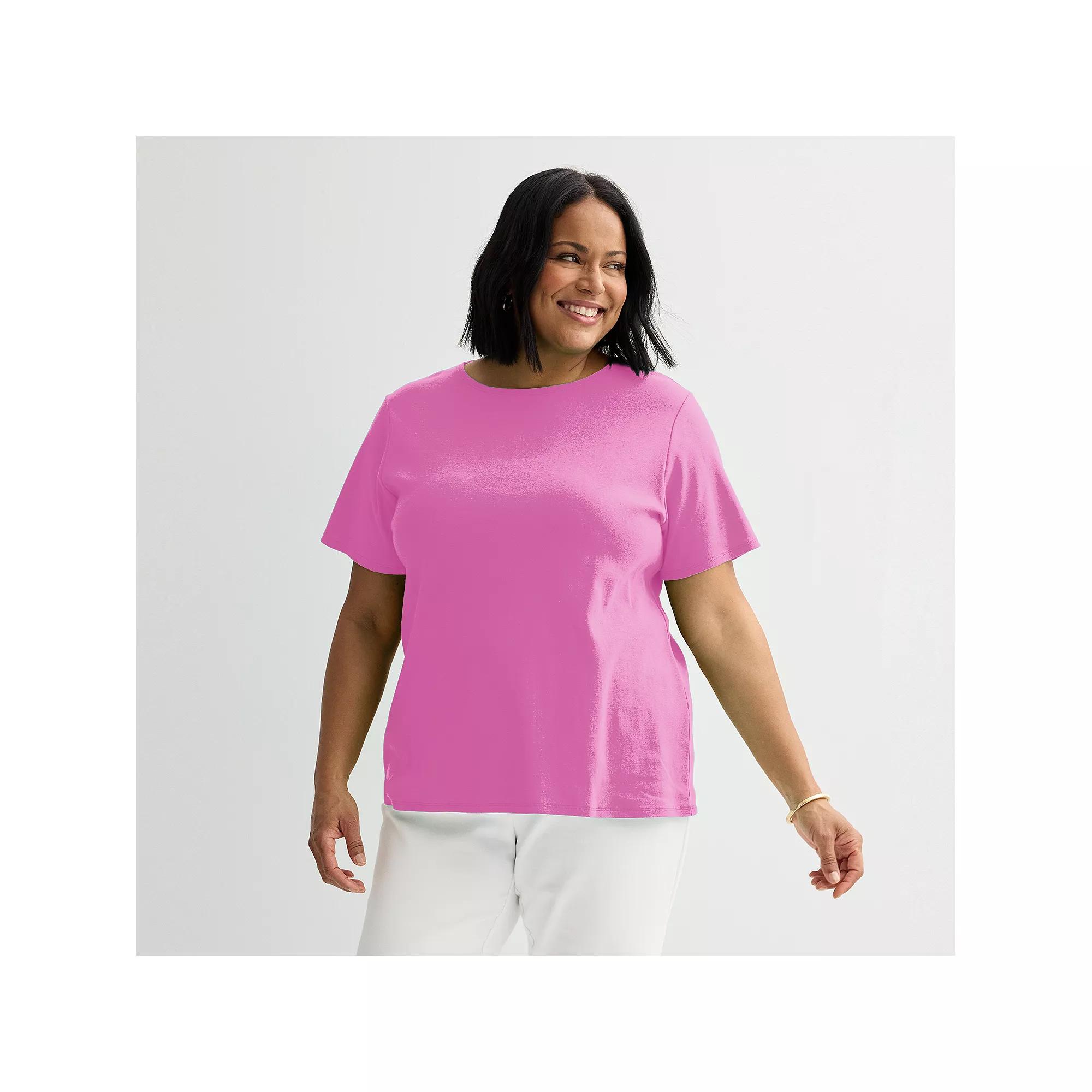 Plus Size Croft & Barrow Essential Crewneck Top, Womens Product Image