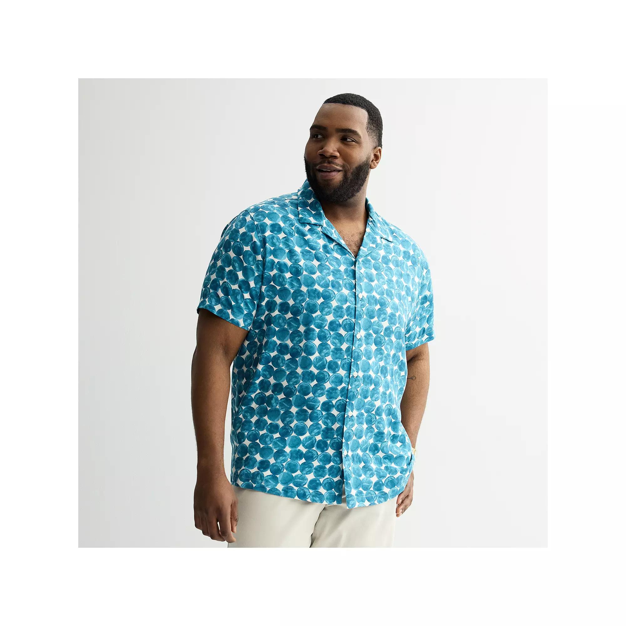 Big & Tall Apt. 9® Short Sleeve Rayon Camp Collar Shirt, Men's, Size: Medium Tall, Blue Dot Print Product Image