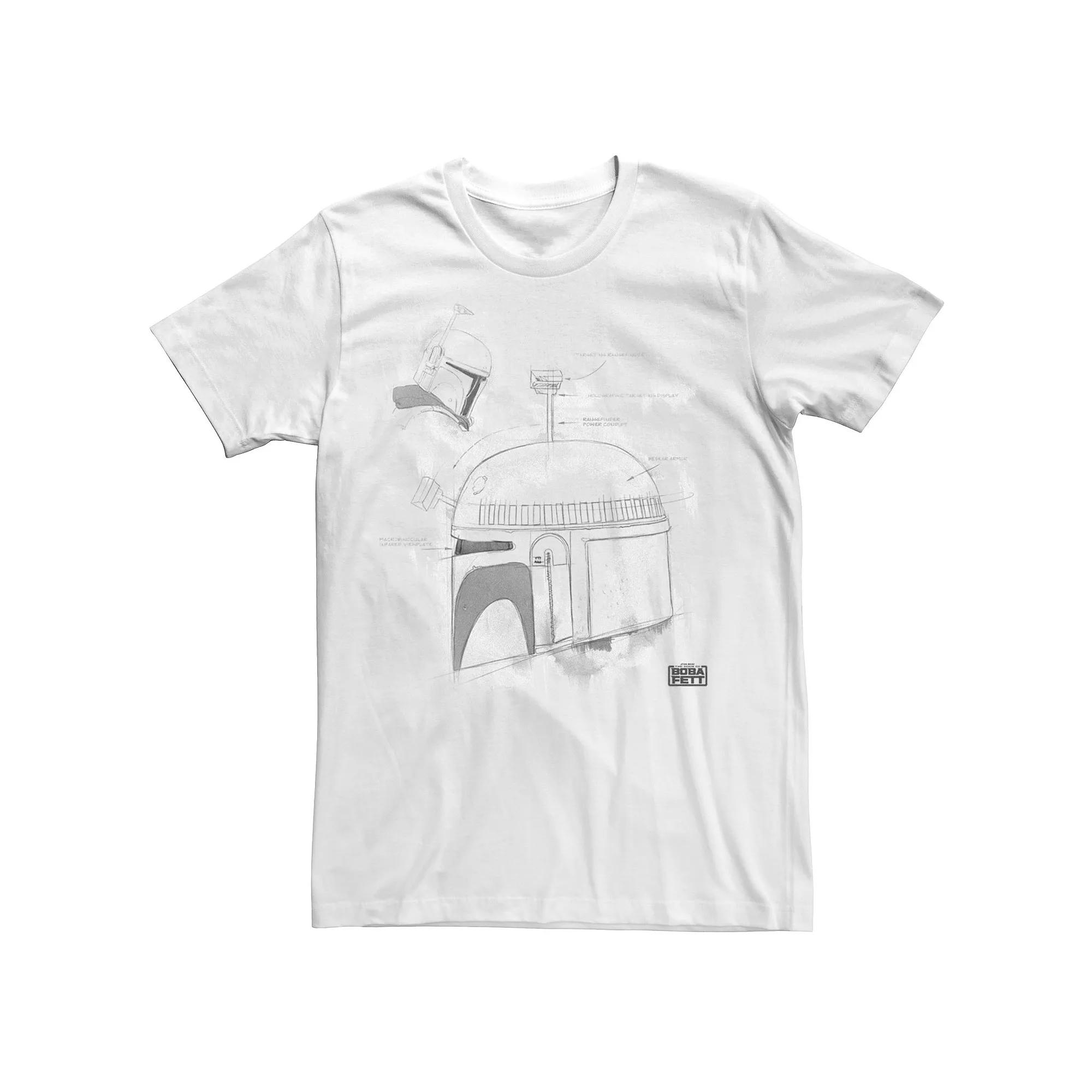 Men's Star Wars The Book Of Boba Fett White Helmet Stamp Tee,  Product Image