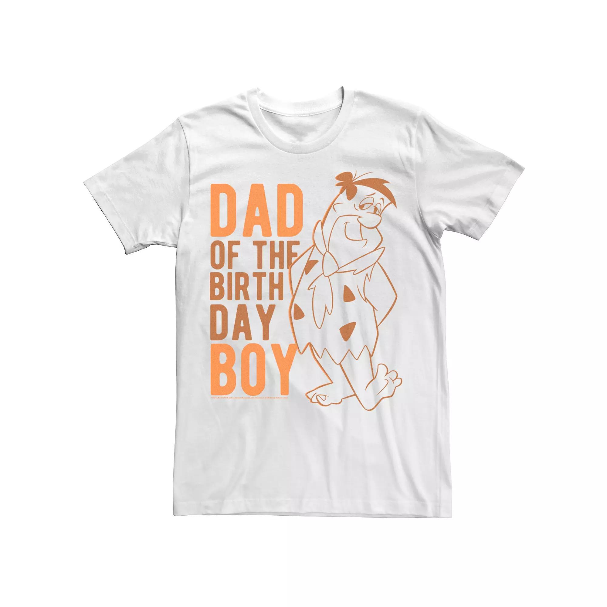 Men's Flinstone Fred Dad Of Birthday Boy Portrait Tee, Size: Medium, White Product Image