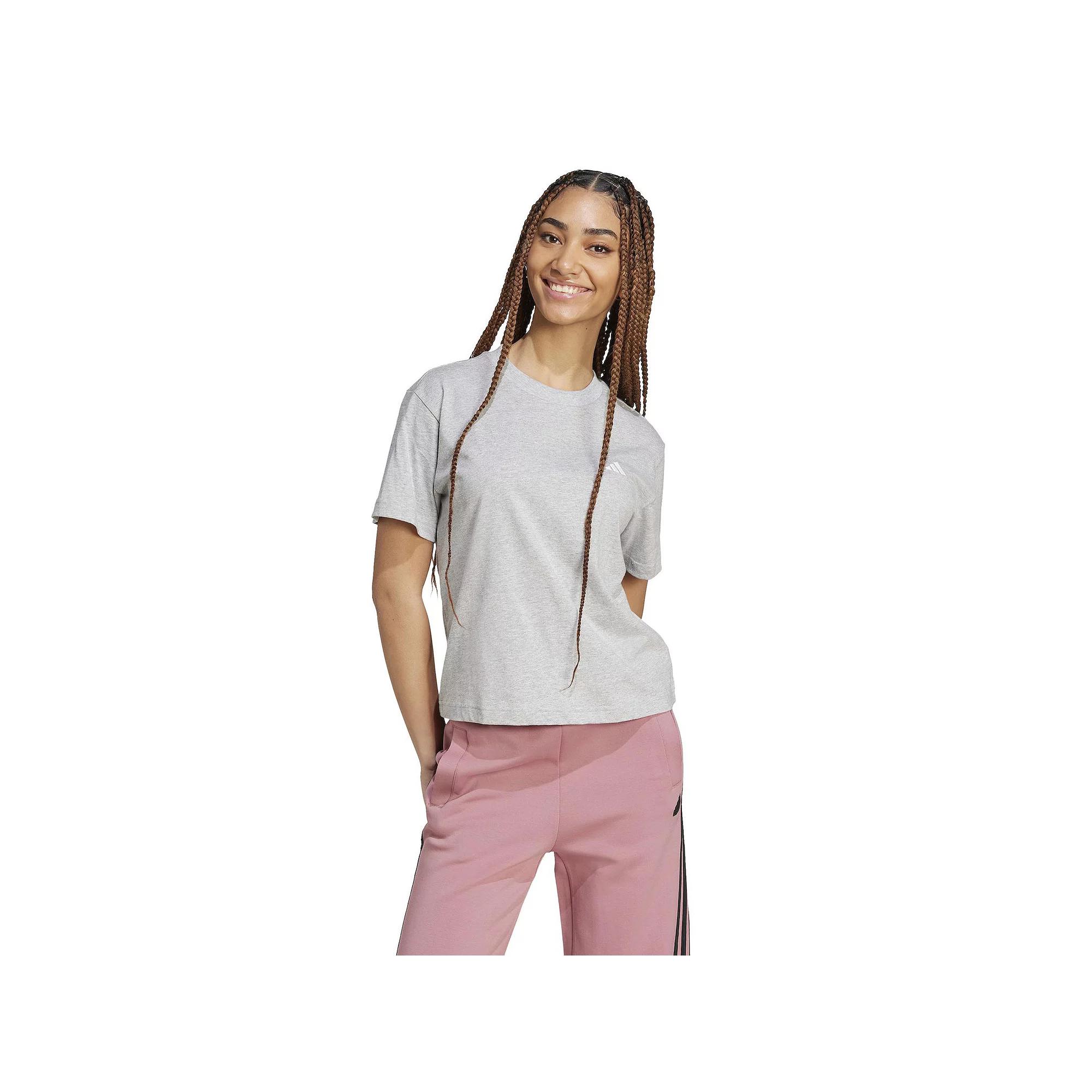 Women's adidas Essentials Small Logo Sportswear T-Shirt, Size: Large, Medium Grey Grey Product Image