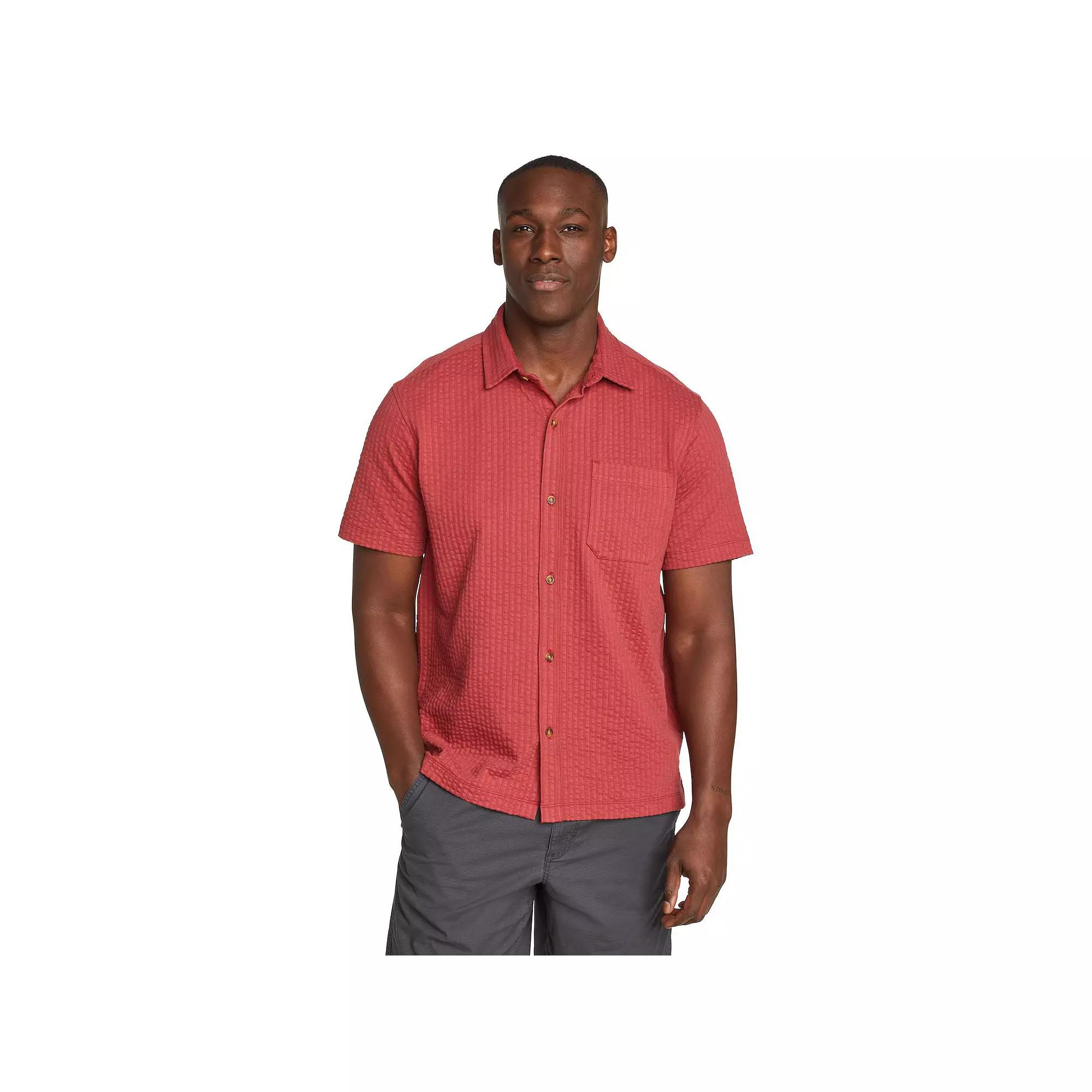 Men's Eddie Bauer Short Sleeve Alderpine Seersucker Shirt, Size: XXL, Dark Red Product Image