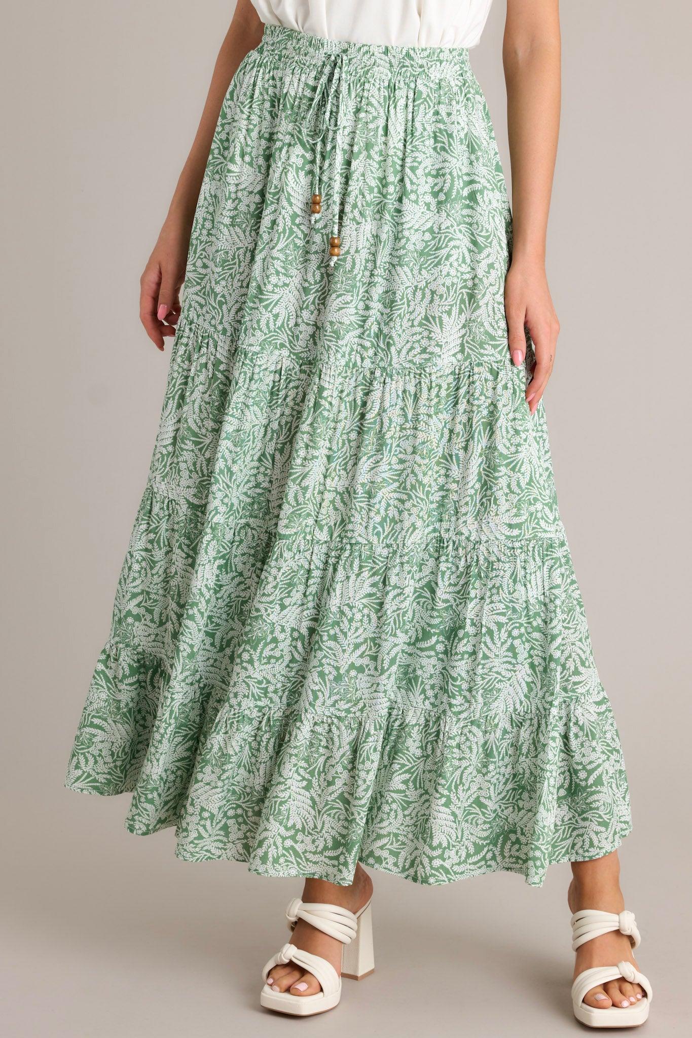 Blissful Moments Light Green Floral Maxi Skirt Product Image