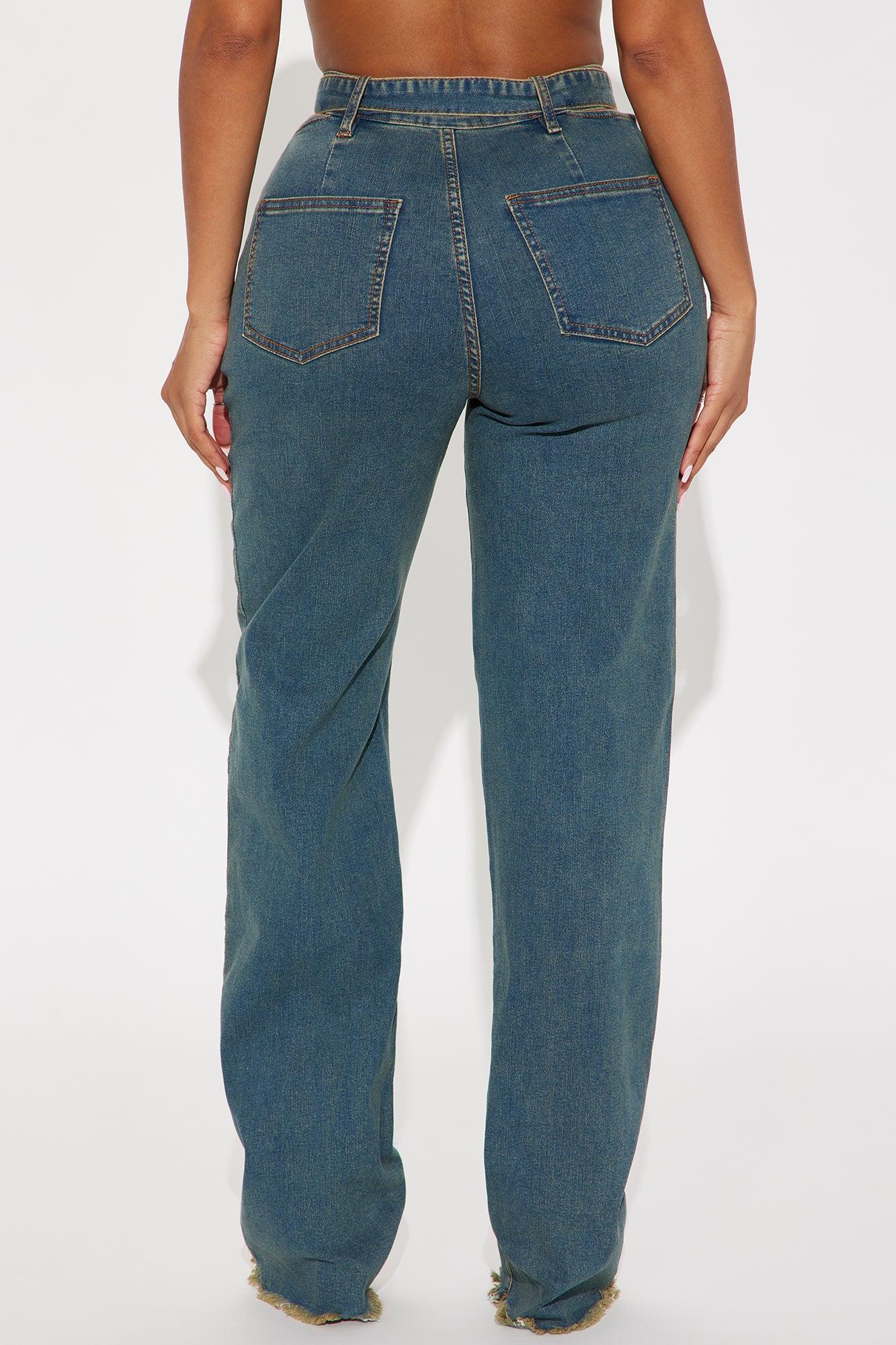 Took A Chance Stretch Belted Straight Leg Jeans - Vintage Wash Product Image