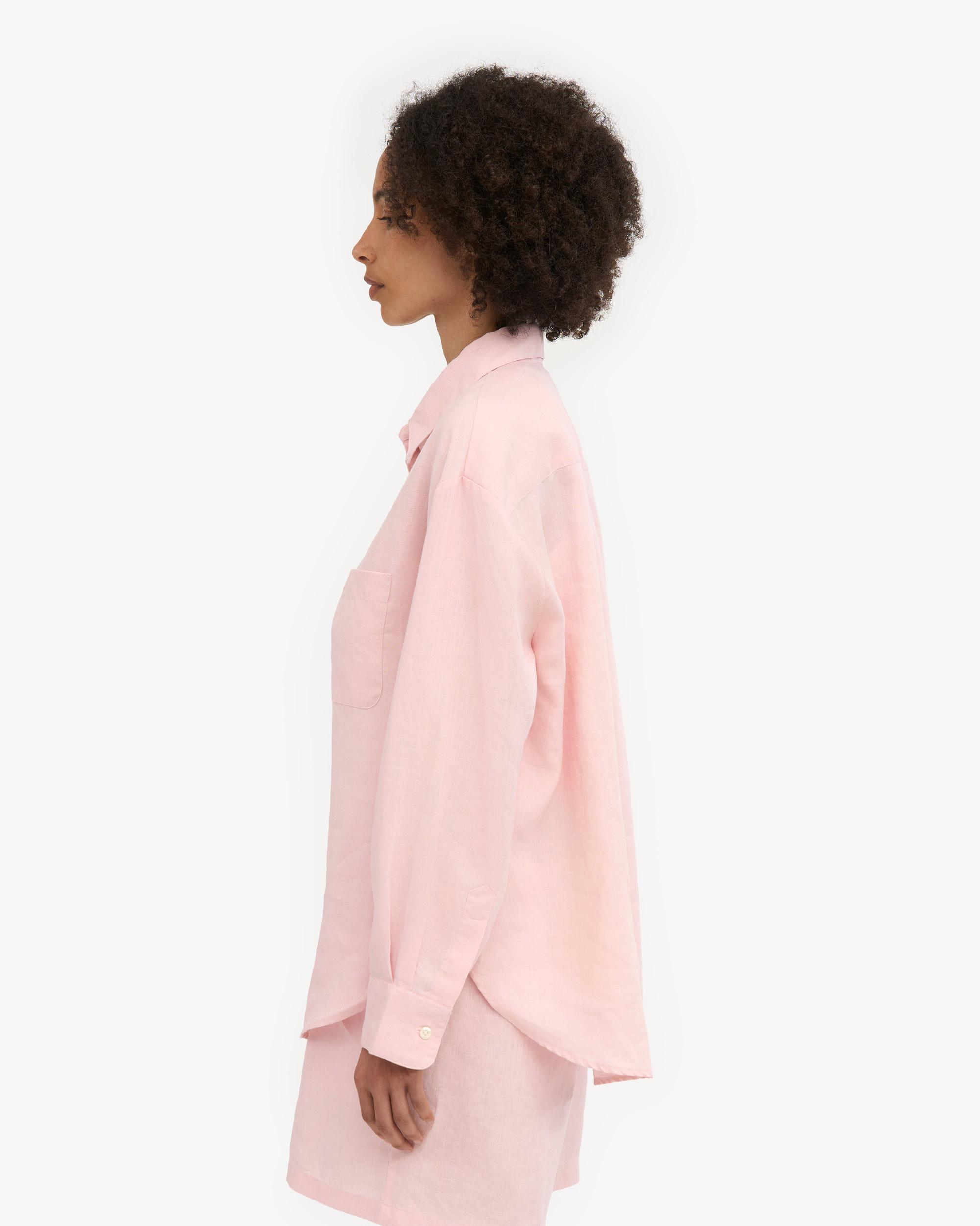 Linen Oversized Shirt - Faded Pink Product Image