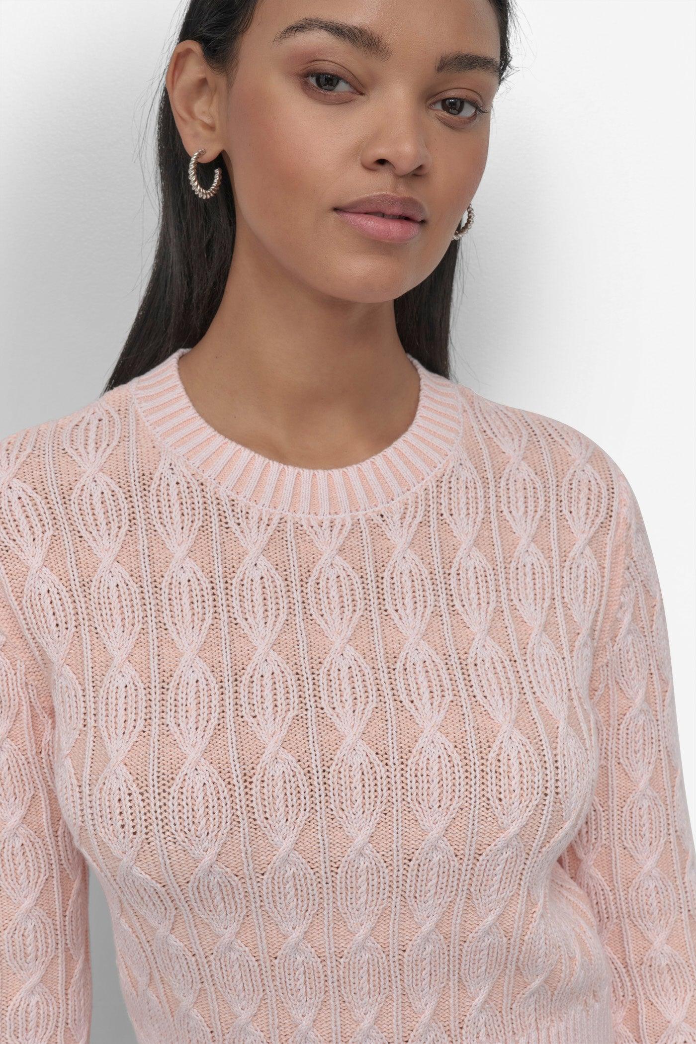 LONG SLEEVE CABLE CREW NECK TOP Product Image