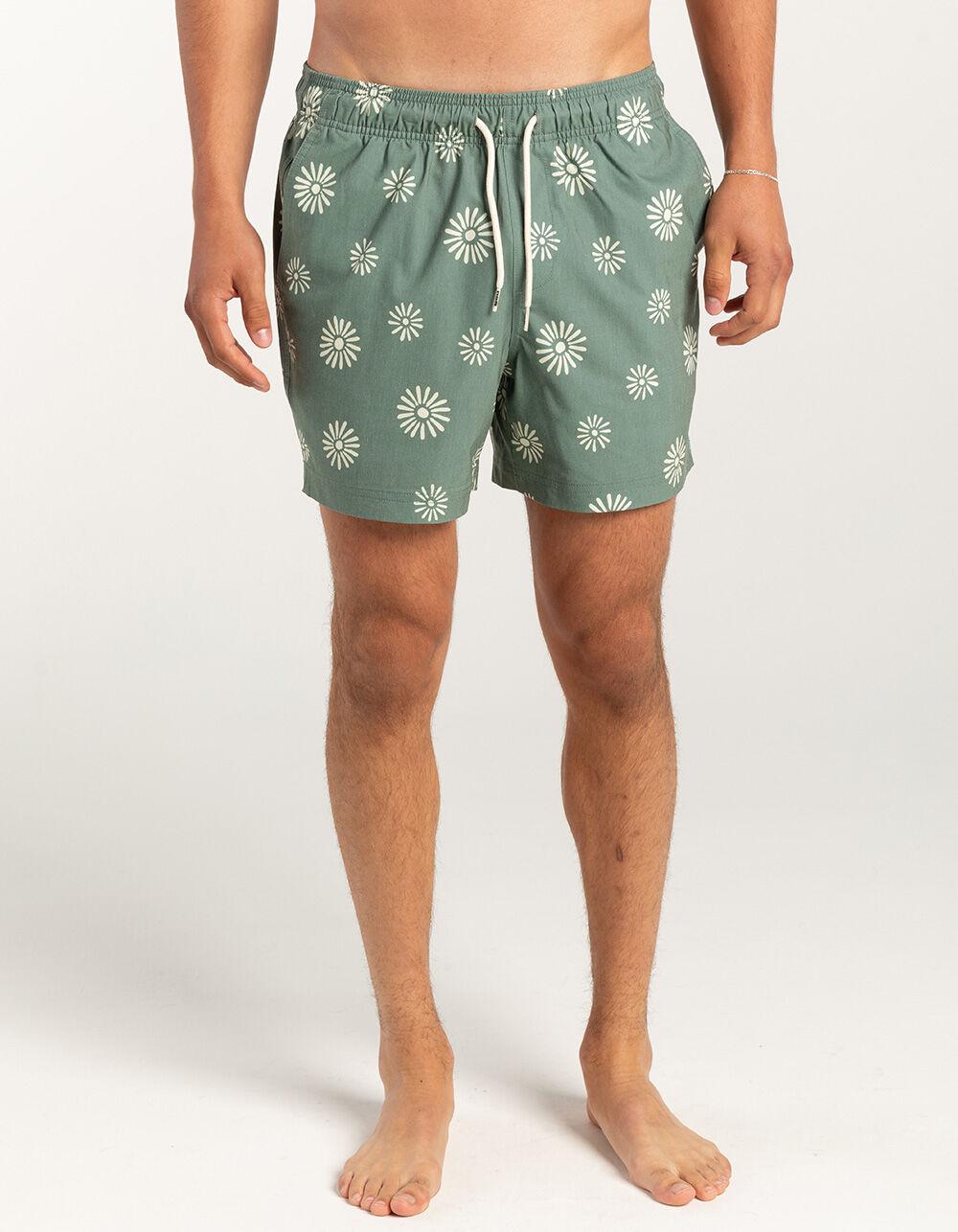 RSQ Mens Daisy 5" Swim Shorts - DK GREEN Product Image