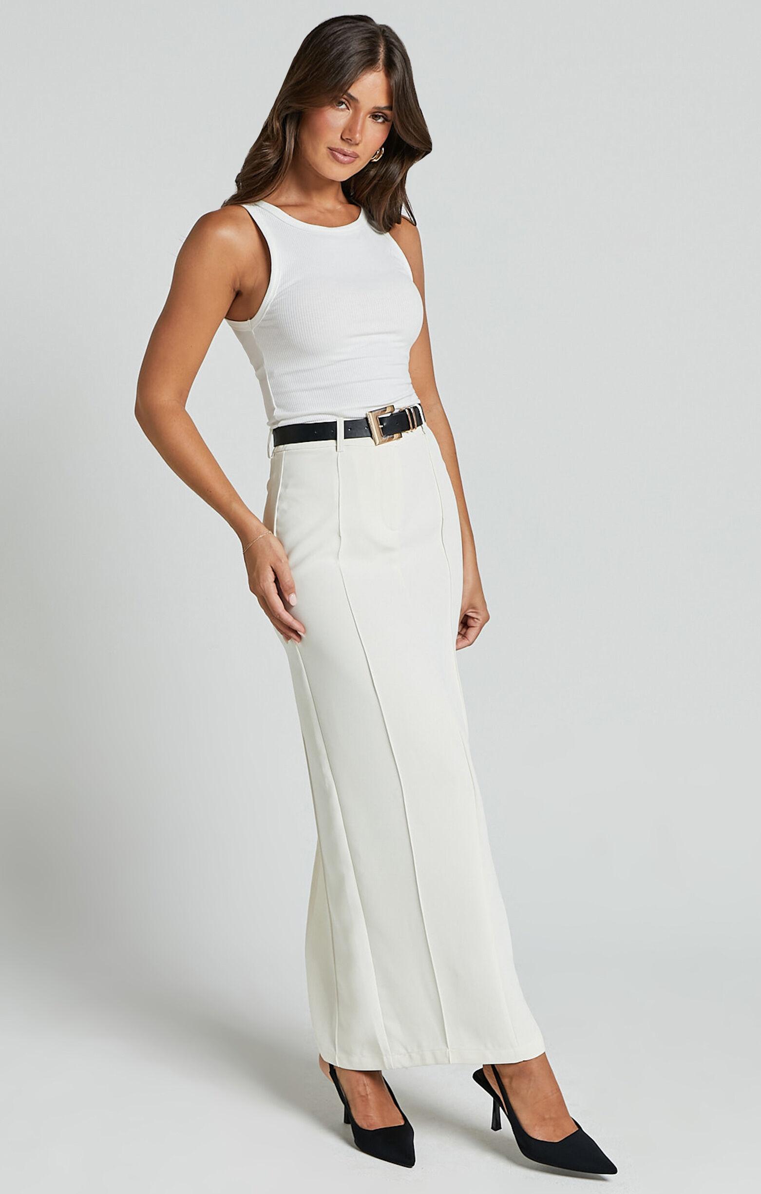 Stella Maxi Skirt - High Waisted Pencil Skirt in Stone Product Image