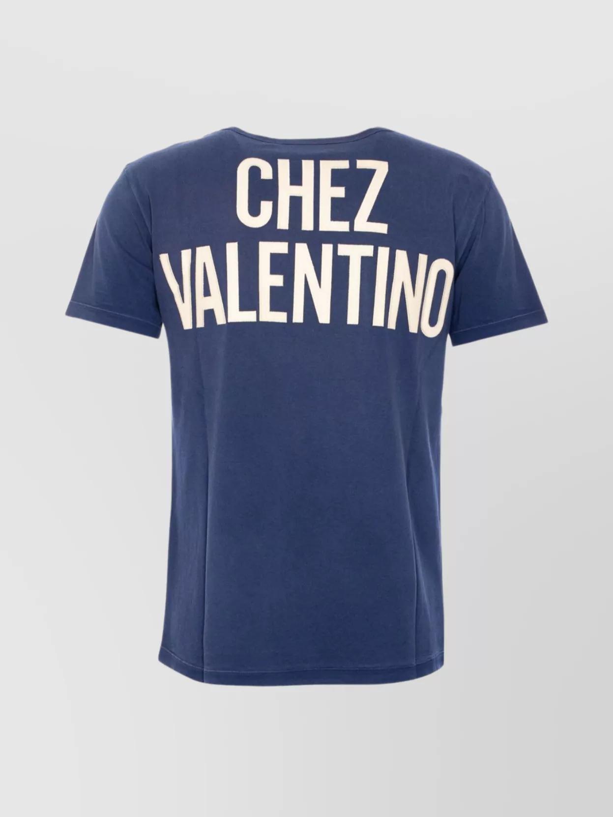 VALENTINO Garavani Navy Cotton T-shirt In Blue Product Image
