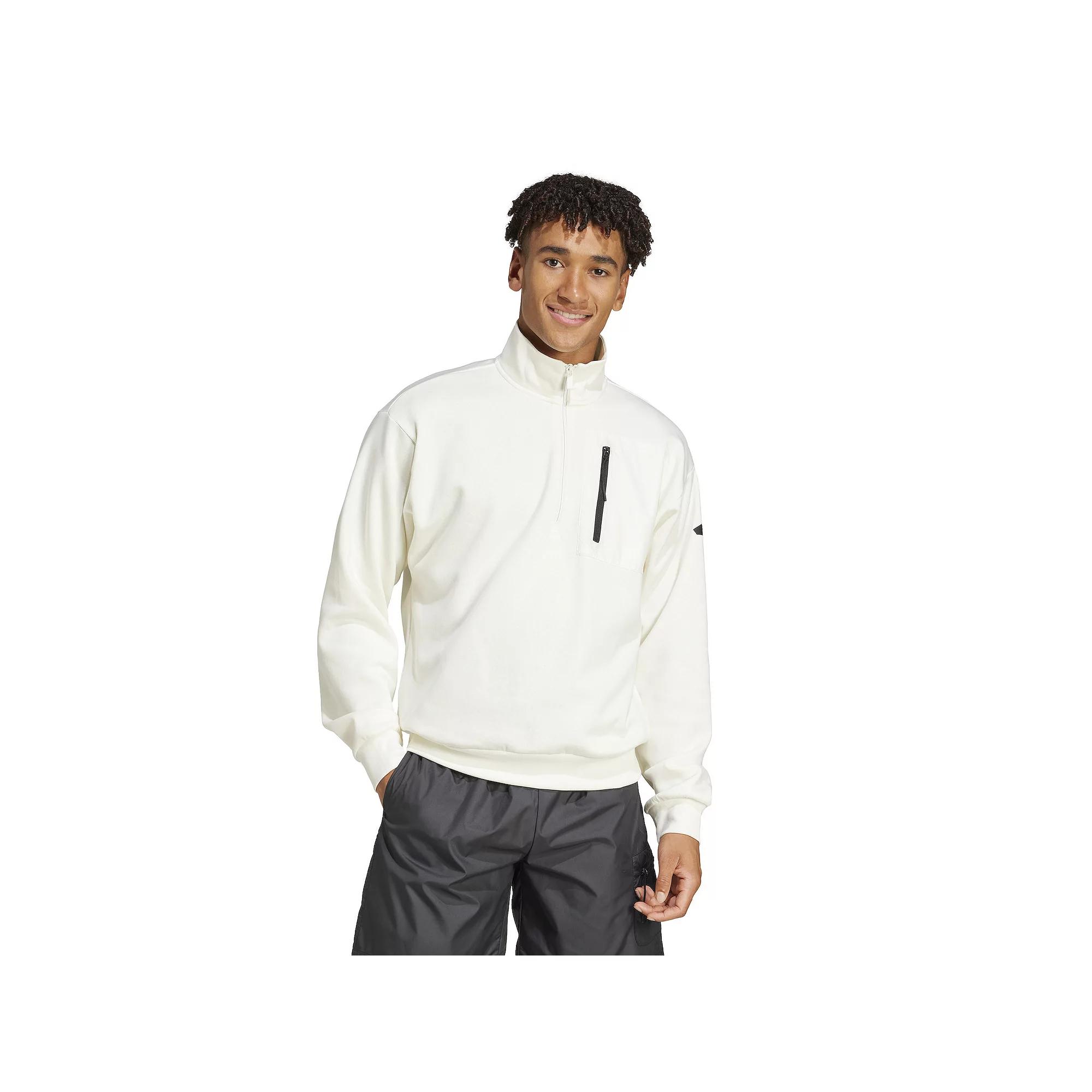 Men's adidas City Escape Half Zip Sportswear Sweatshirt, Size: Medium, Off White Product Image