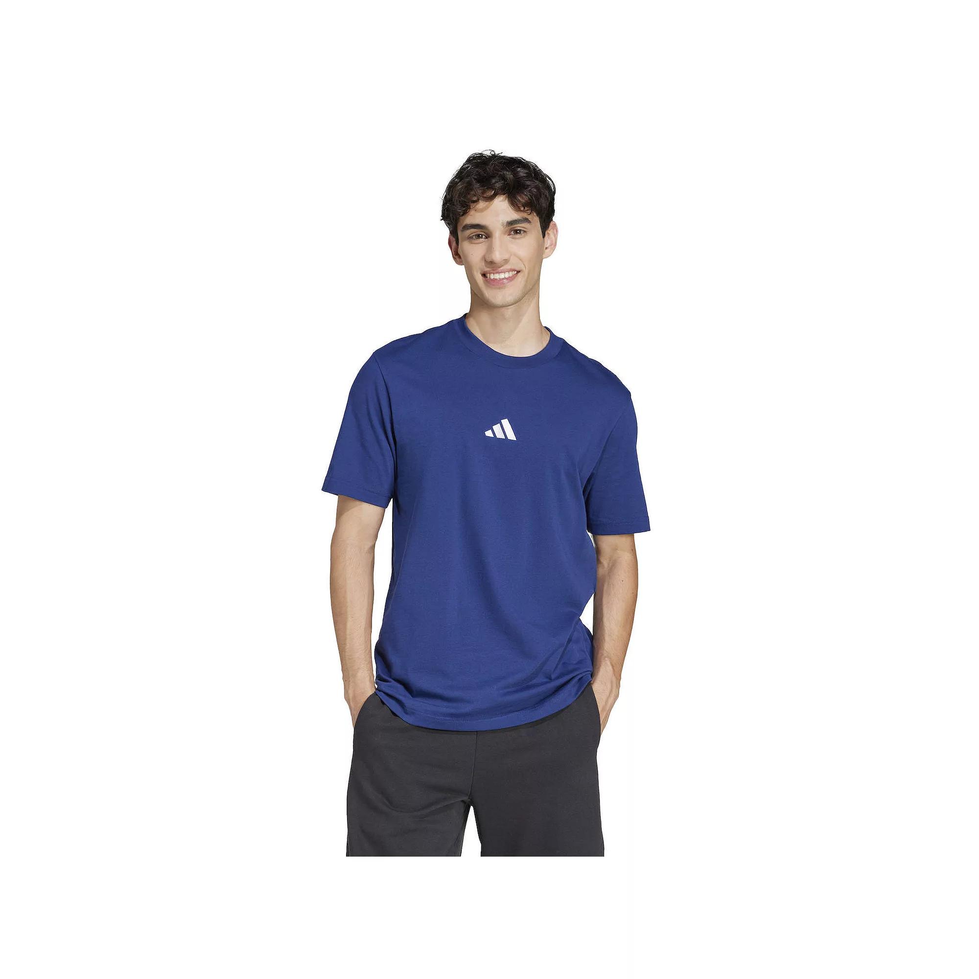 adidas Essentials Small Logo Single Jersey Tee Dark Blue 2XL Mens Product Image