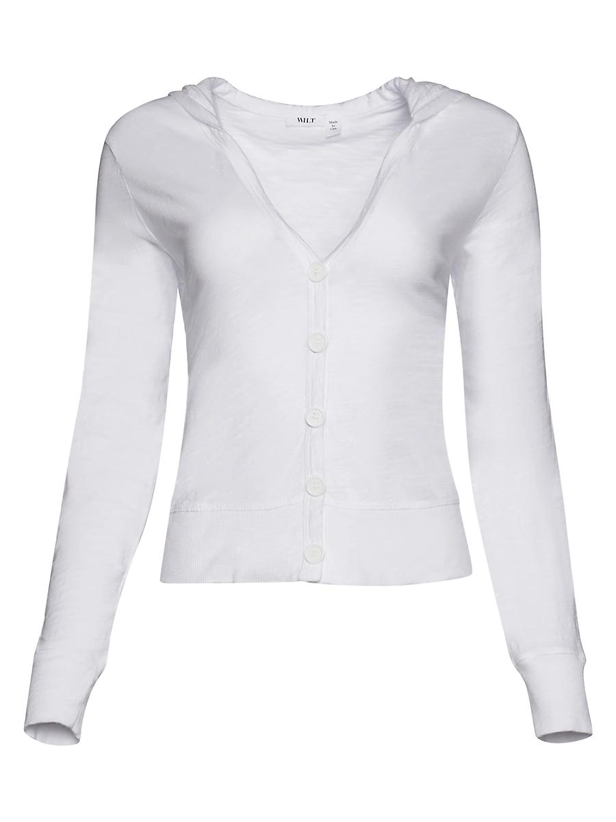 Womens Long-Sleeve Cotton Slub Cardigan Hoodie Tee Product Image