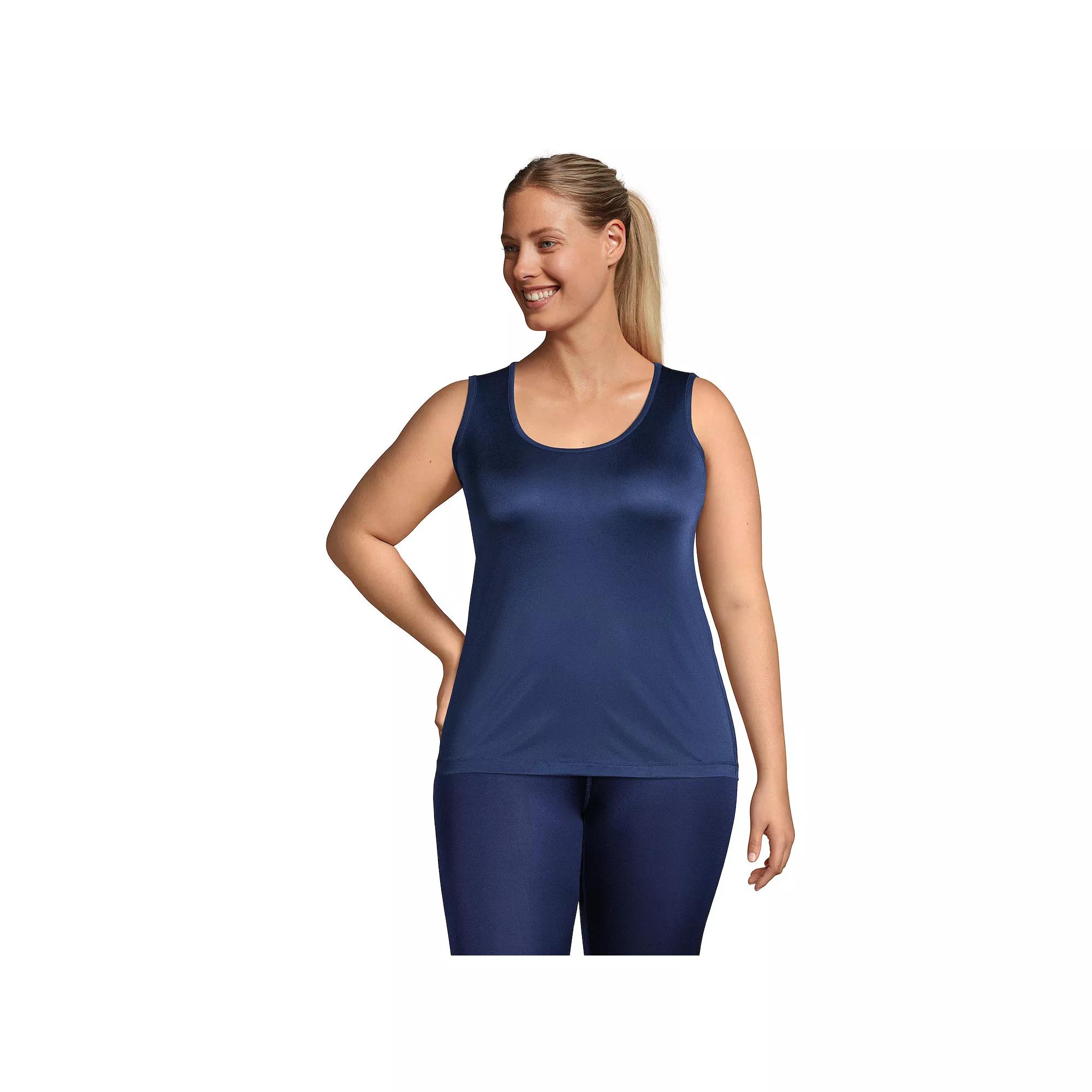 Plus Size Lands' End Silk Interlock Thermal Base Layer Tank, Women's, Size: 2XL, Deep  Blue Product Image