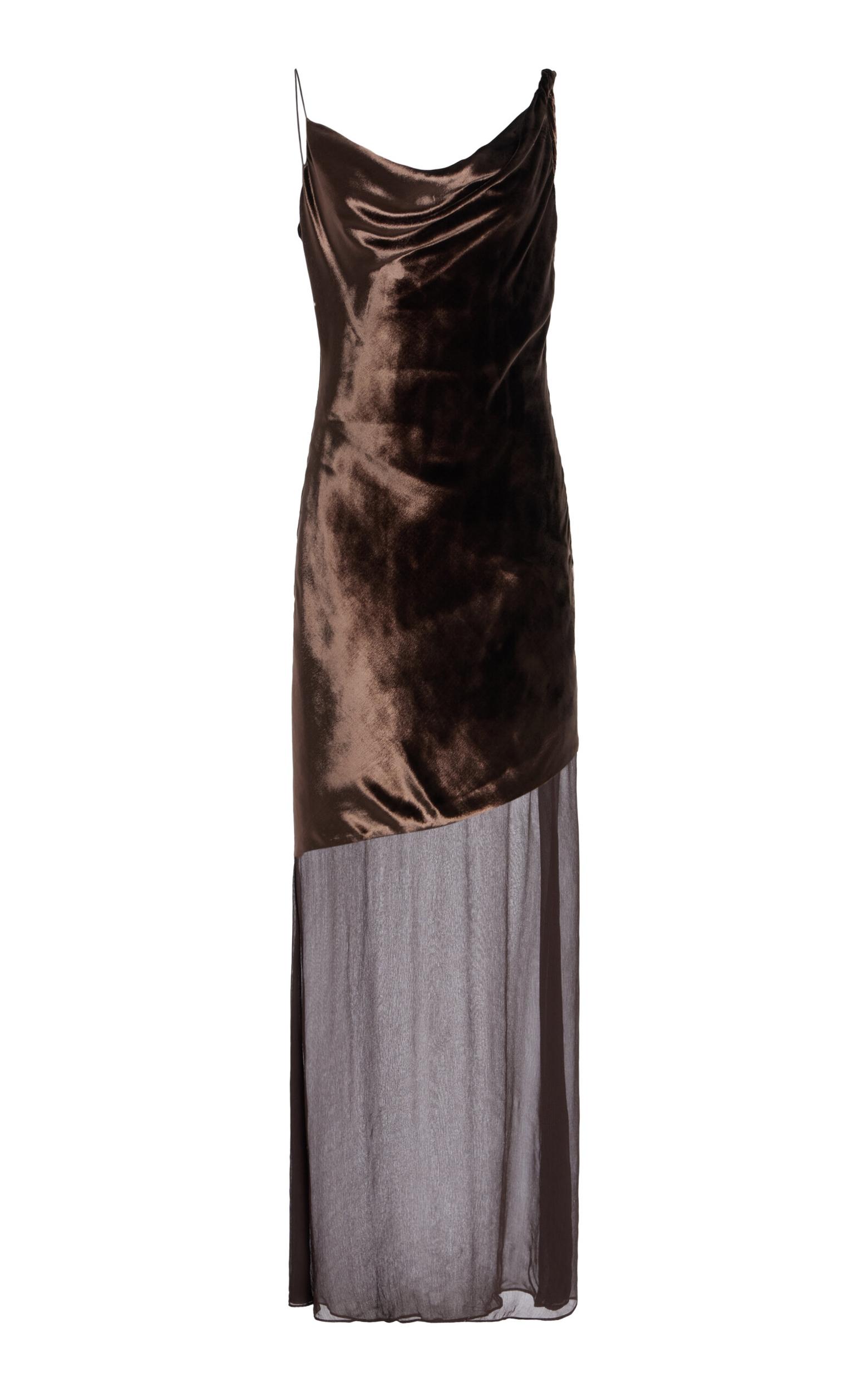 STAUD Beaton Mixed Media Dress In Brown Product Image