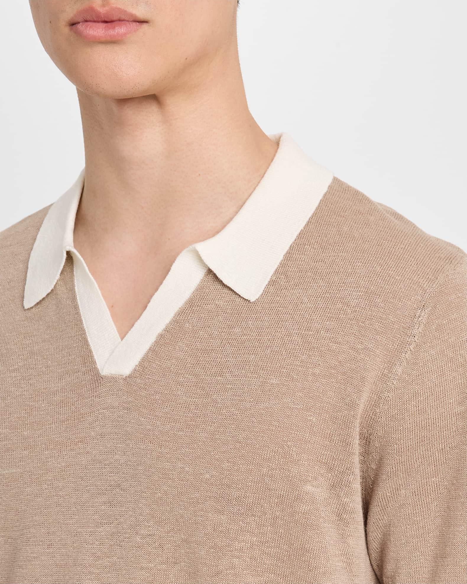 Men's Linen Johnny-Collar Polo Shirt Product Image