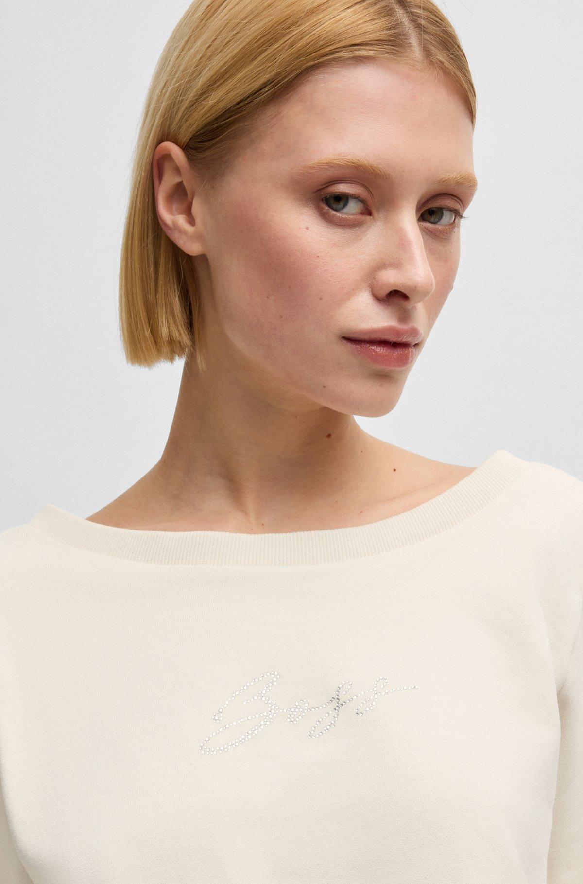 Cotton-terry sweatshirt with crystal-trimmed logo Product Image