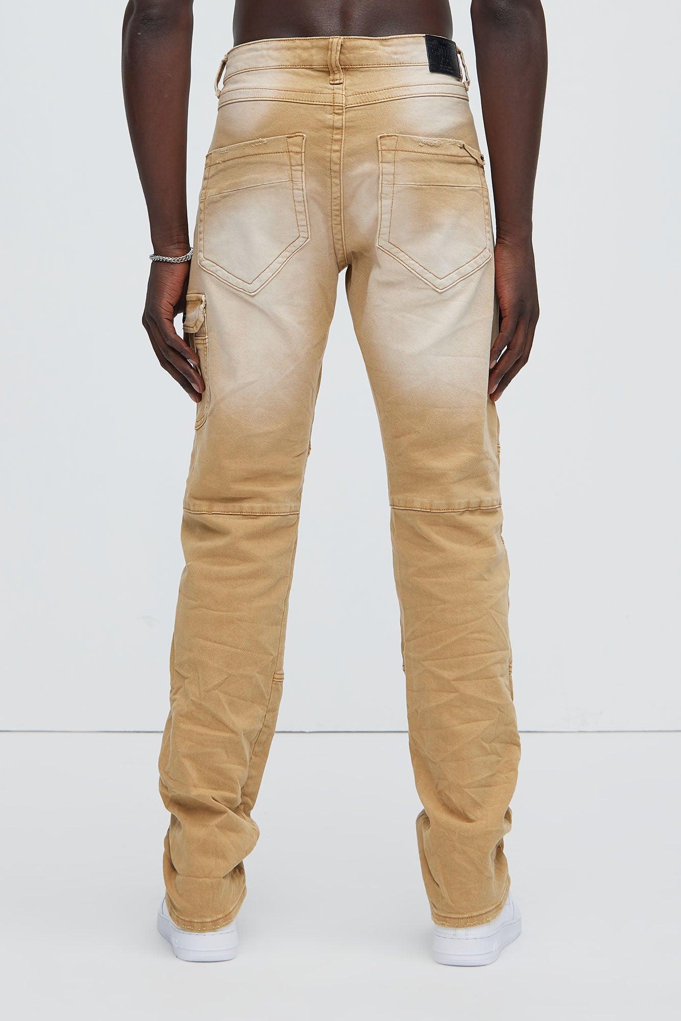 Chill Out Washed Slim Flare Jeans - Khaki Product Image
