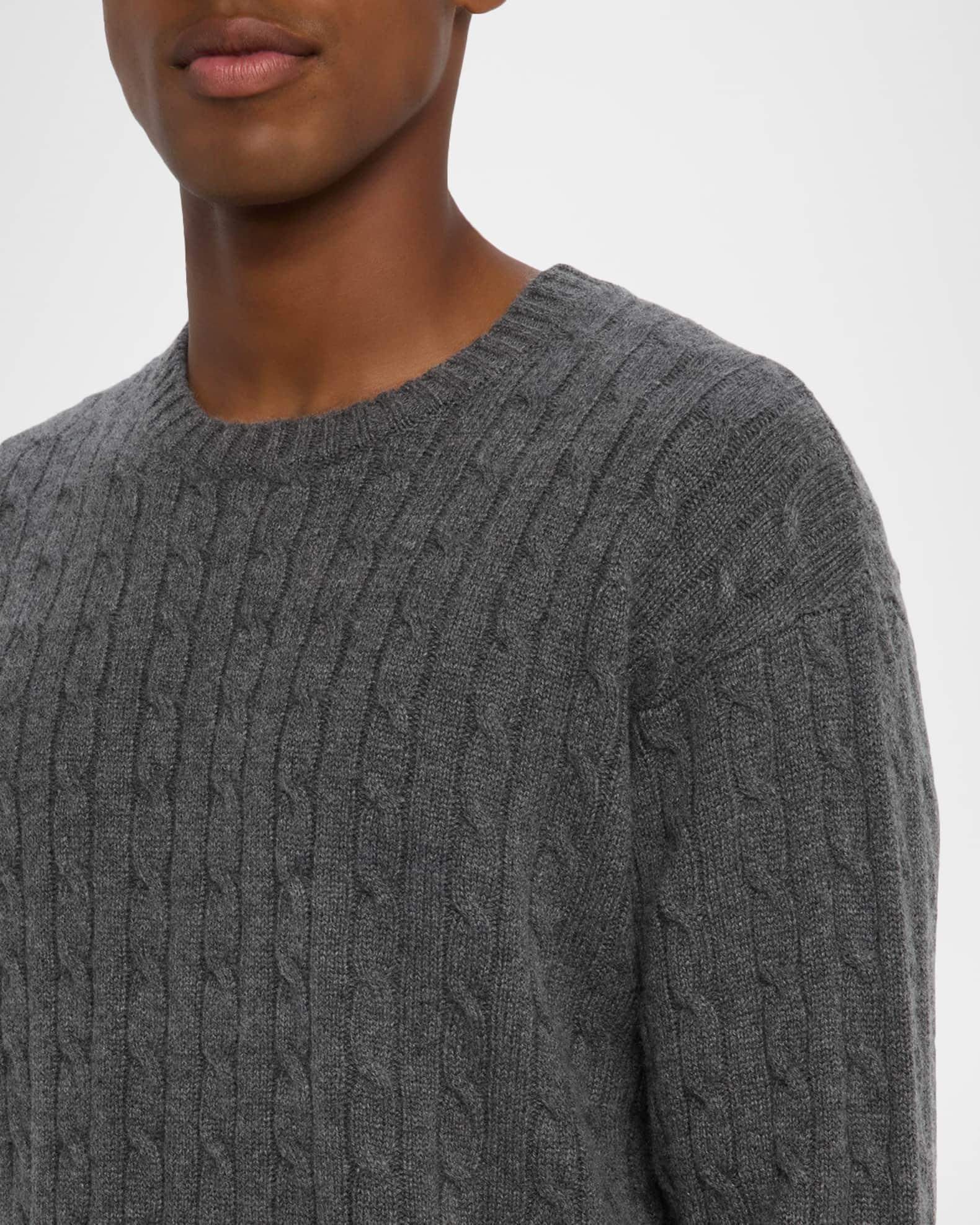 Men's Cable Knit Cashmere and Wool Crewneck Sweater Product Image