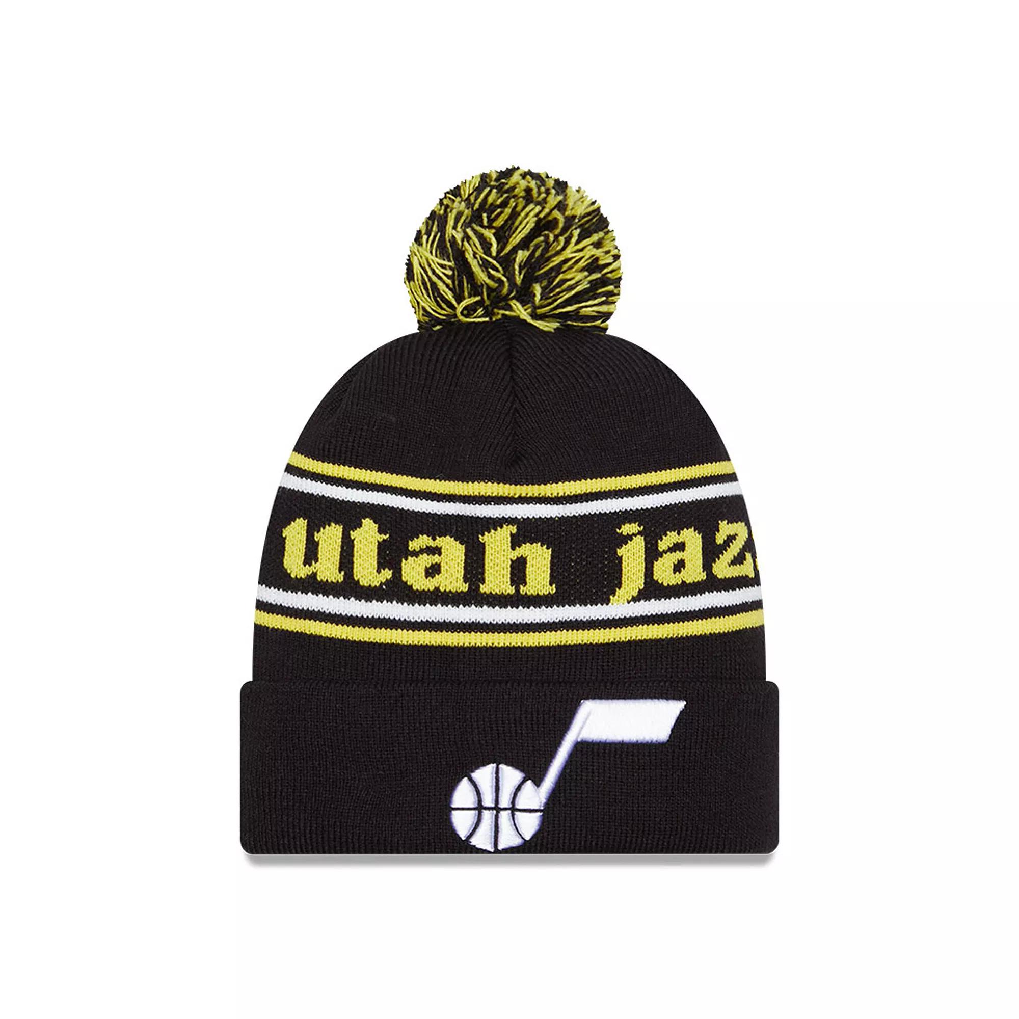 Men's New Era Black Utah Jazz Marquee Cuffed Knit Hat with Pom, Jaz Black Product Image