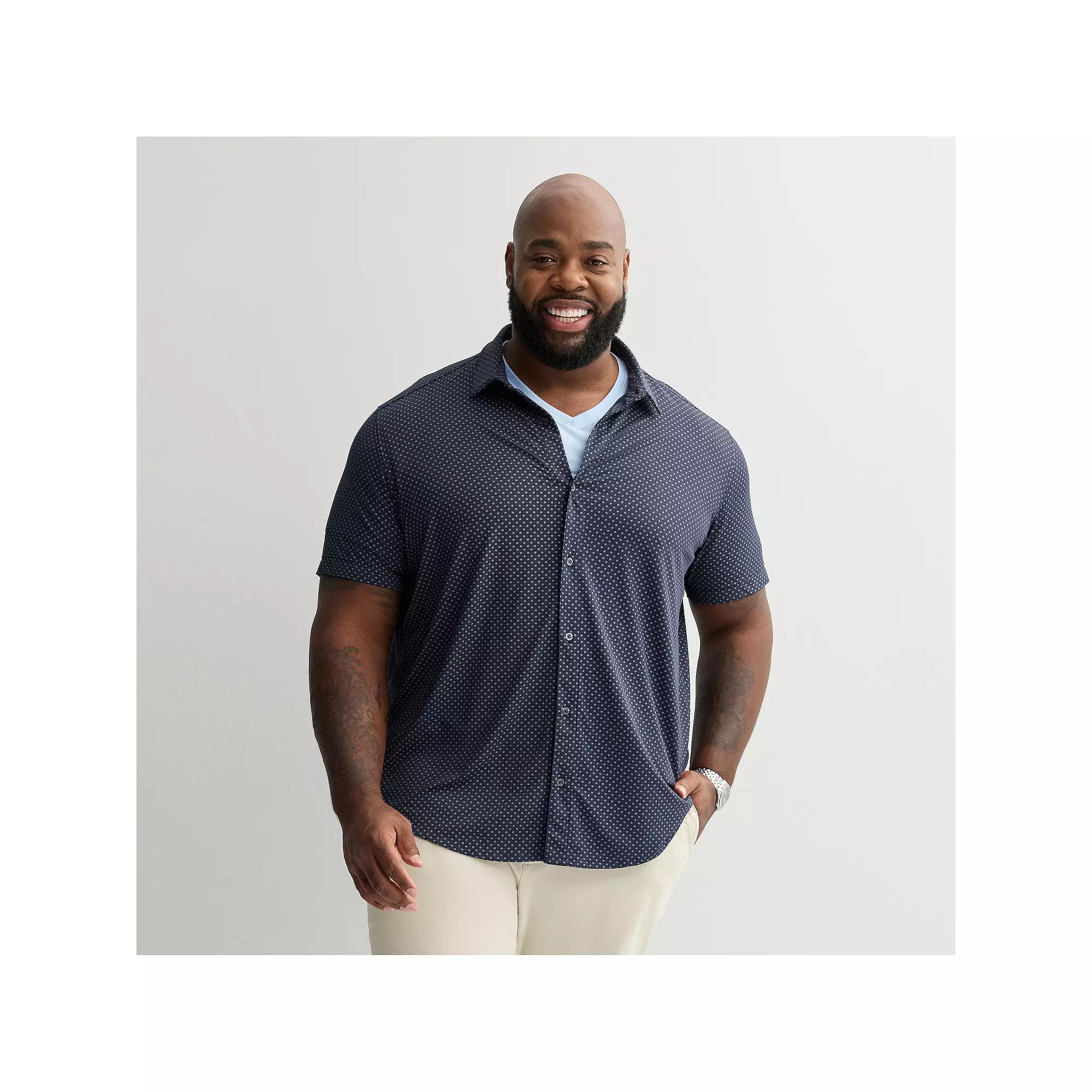 Big & Tall Apt. 9® Point Collar Button-Down Short Sleeve Shirt, Men's,  Product Image
