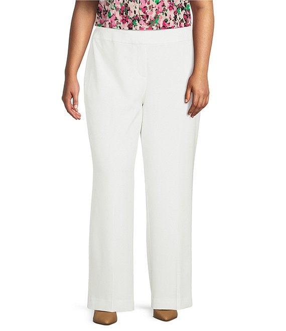 Kasper Plus Size Flat Front Wide Leg Stretch Crepe Pants Product Image