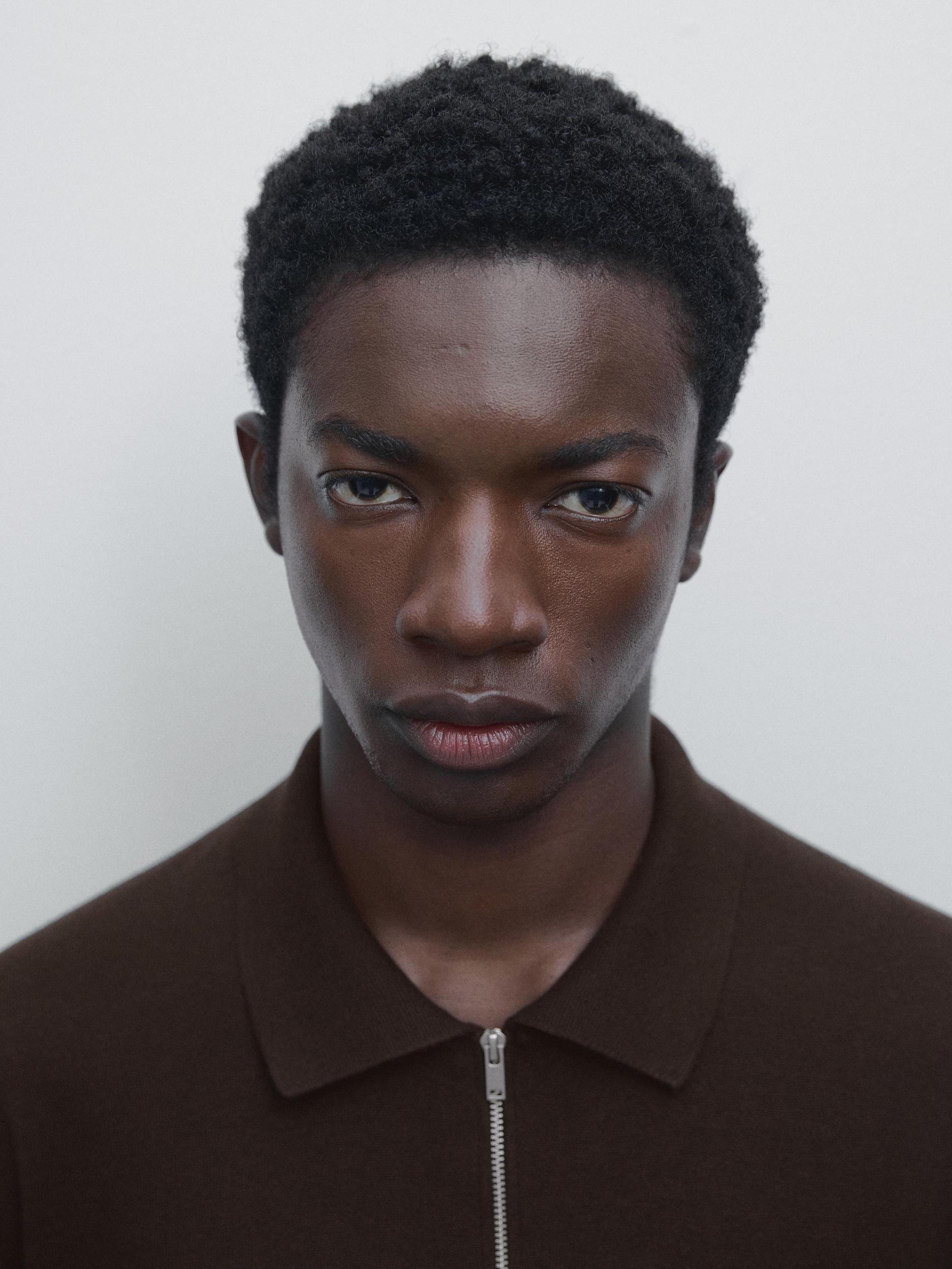 Knit polo sweater with zip Product Image