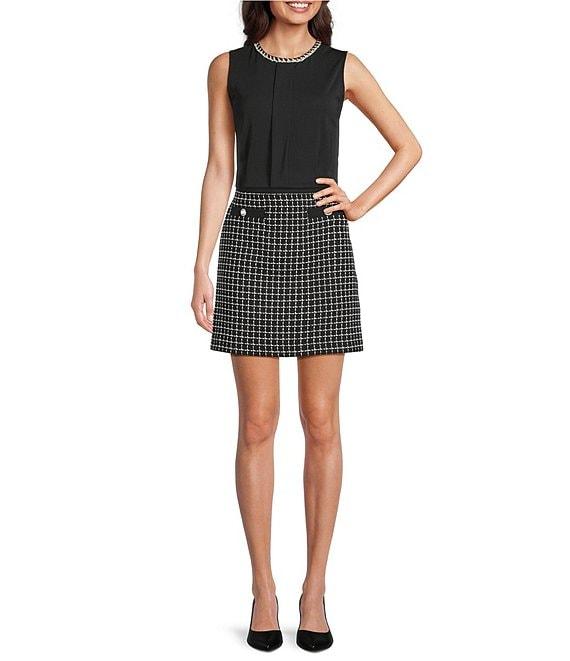 KARL LAGERFELD PARIS Knit Round Neck Long Sleeve Embellished Top Product Image