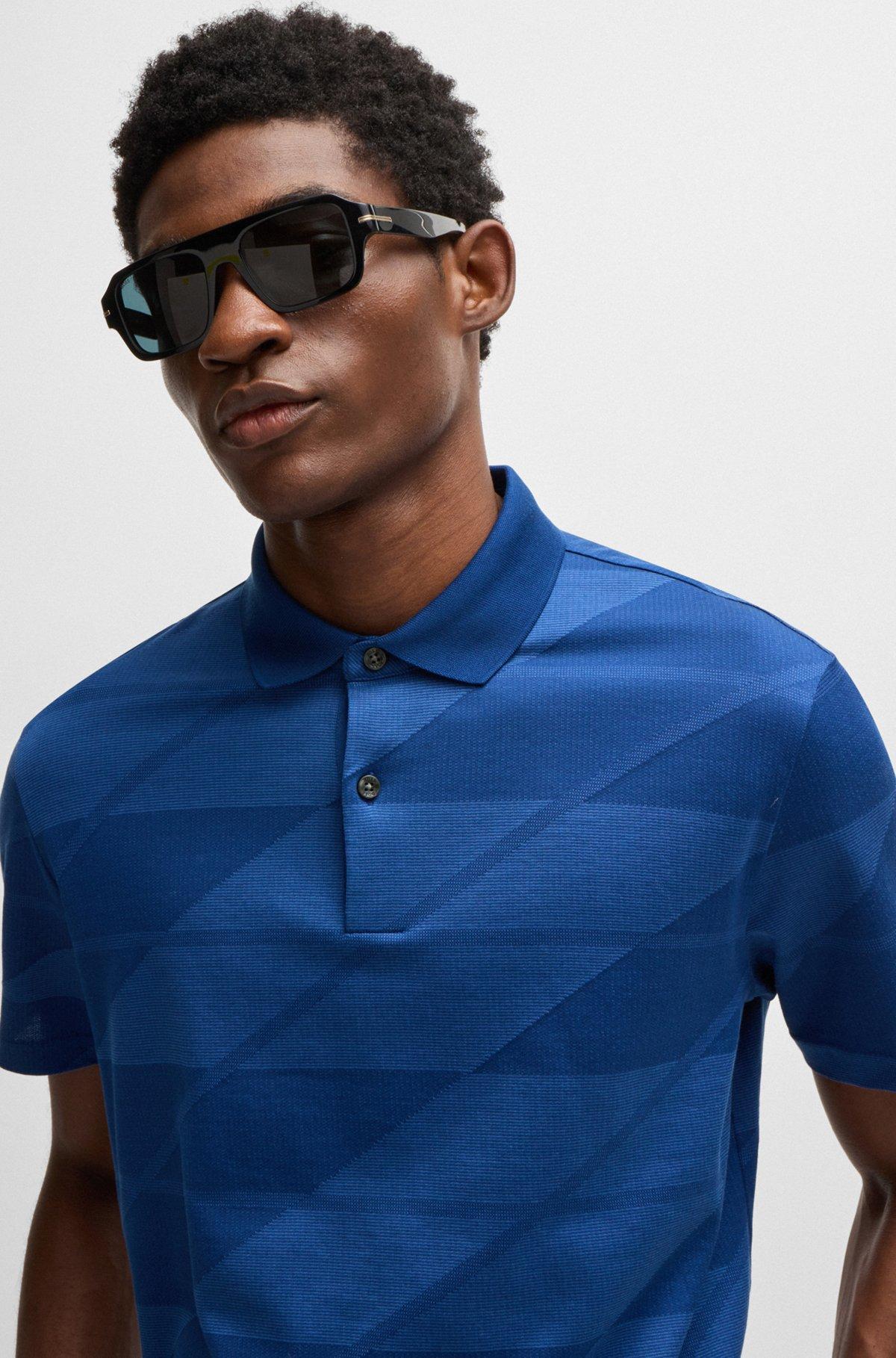 Mercerized-cotton polo shirt with jacquard pattern Product Image