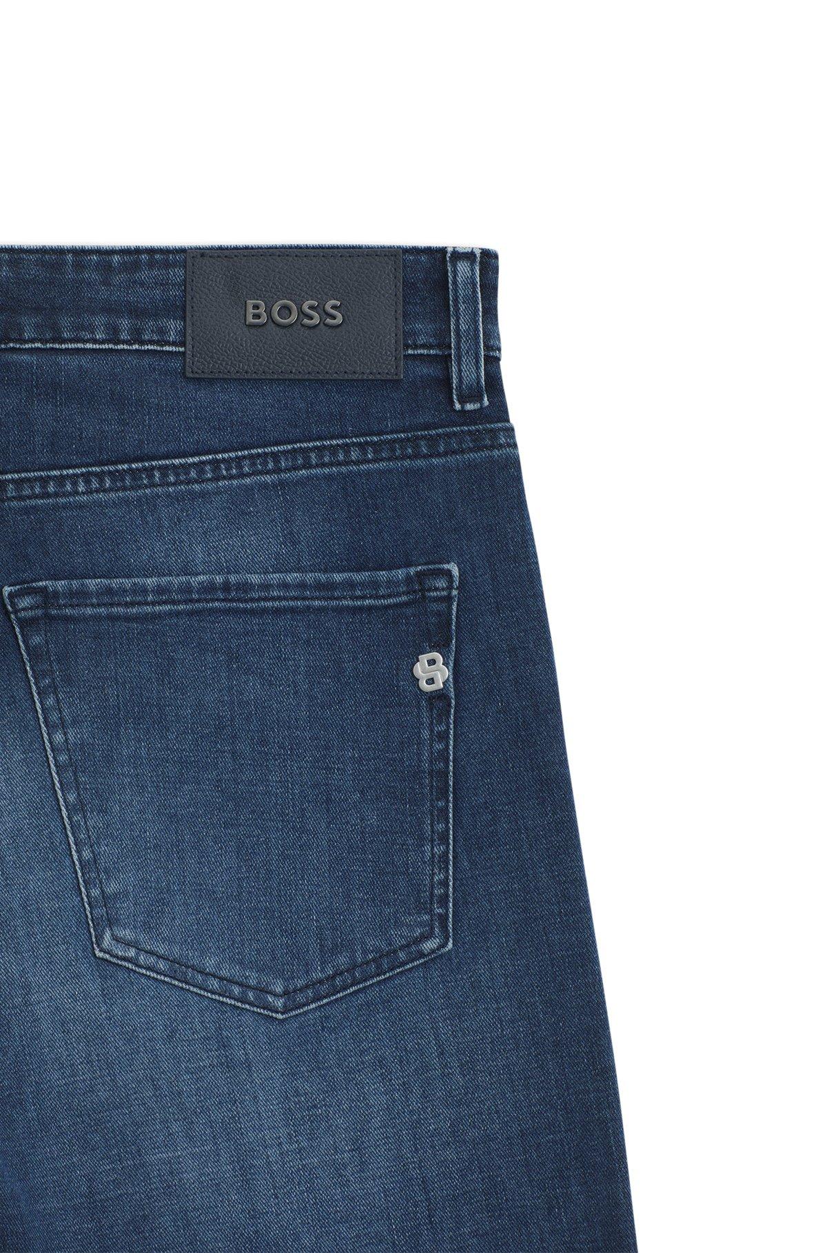 BOSS - Slim-fit jeans in rinse-washed comfort-stretch denim - Dark Blue Product Image