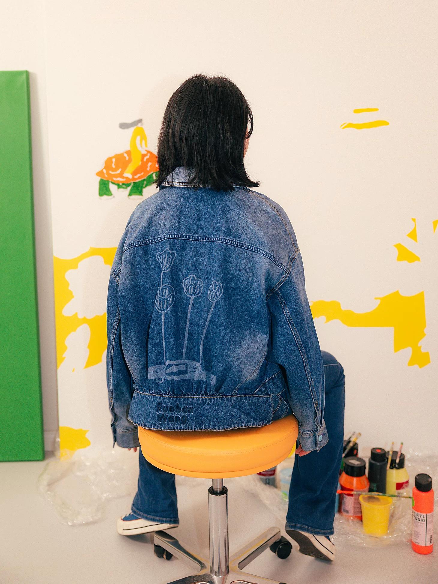 Women's Lee® x Ruohan Wang Relaxed Floral Denim Rider™ Jacket | Women's Jackets & Outerwear | Lee® Product Image