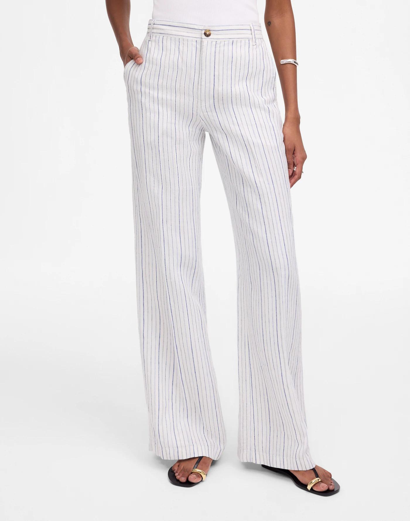 The Zoe Relaxed Wide Pant in 100% Linen Product Image