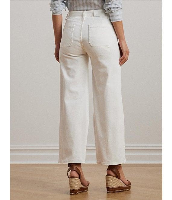 Lauren Ralph Lauren Stretch Denim High Rise Wide Leg Cropped Jeans Product Image
