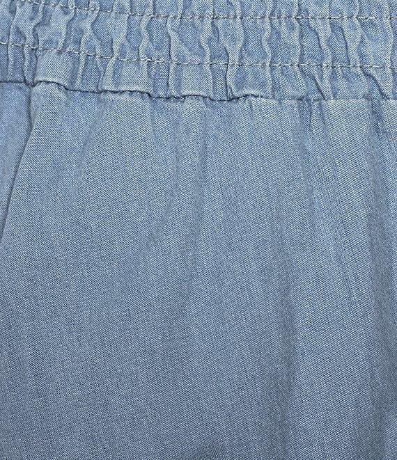 M Made in Italy Smocked Waist Wide Leg Cotton Denim Pants Product Image