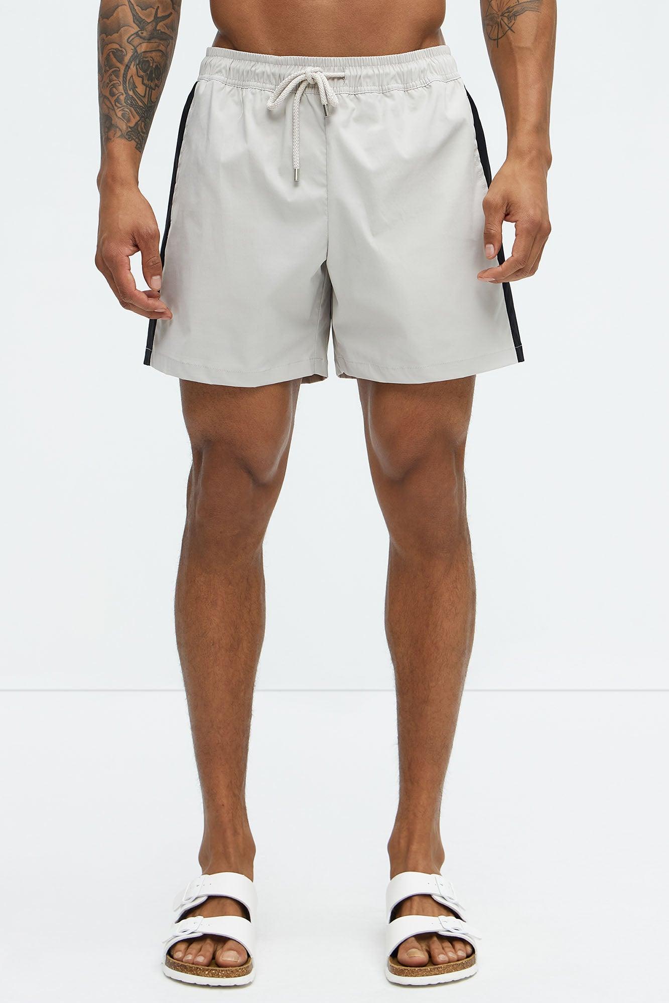 Contrast On The Side Swim Mid Trunk - Grey/combo Product Image