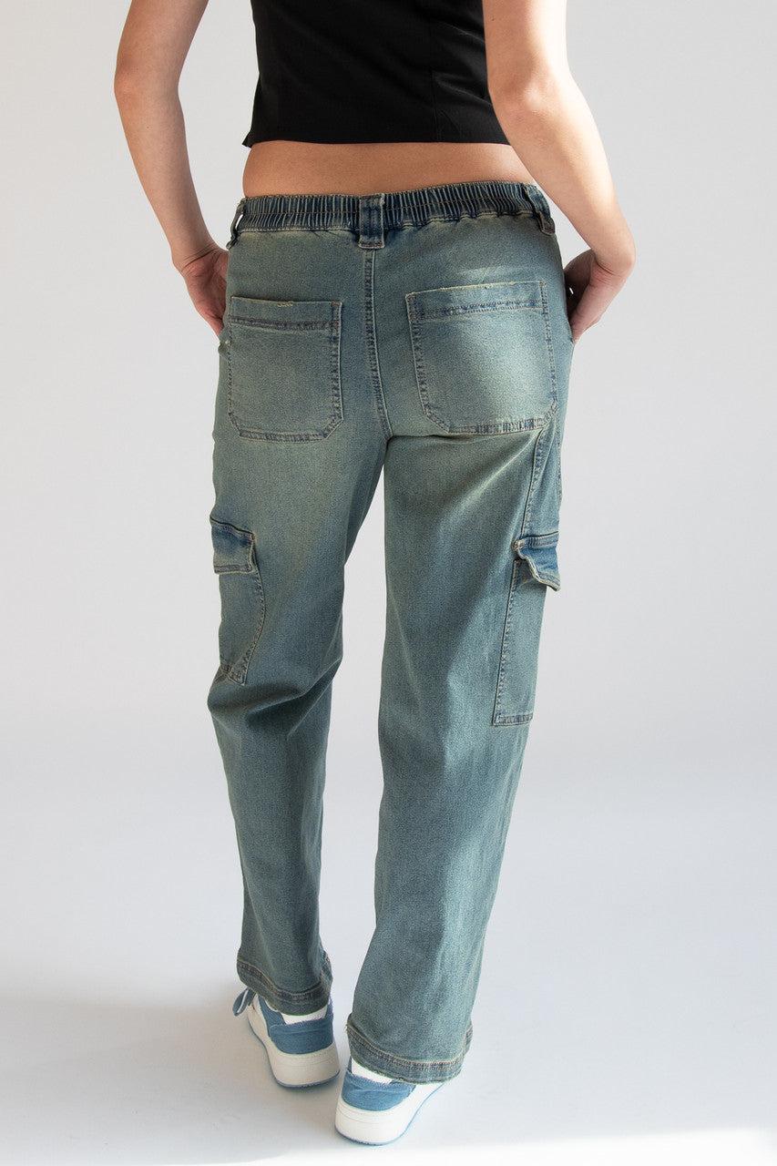 Grunge Wash Cargo Skater Jeans Product Image