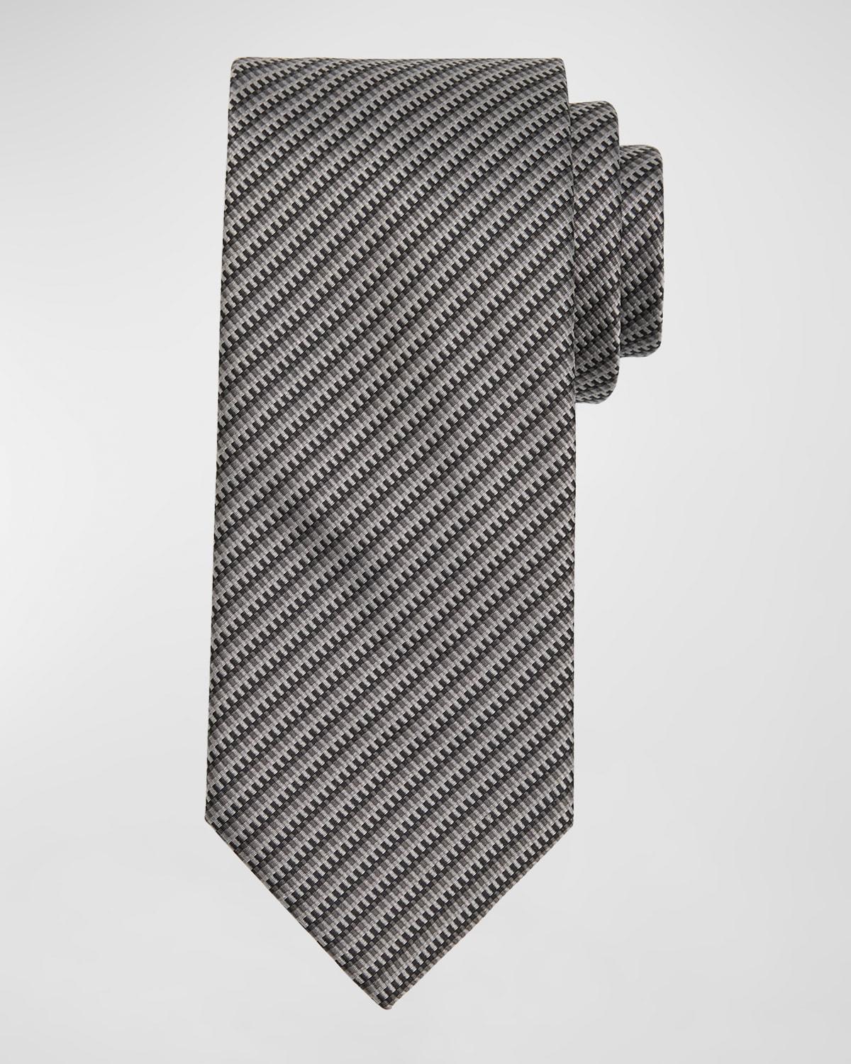 Mens Stripe-Effect Silk Tie Product Image