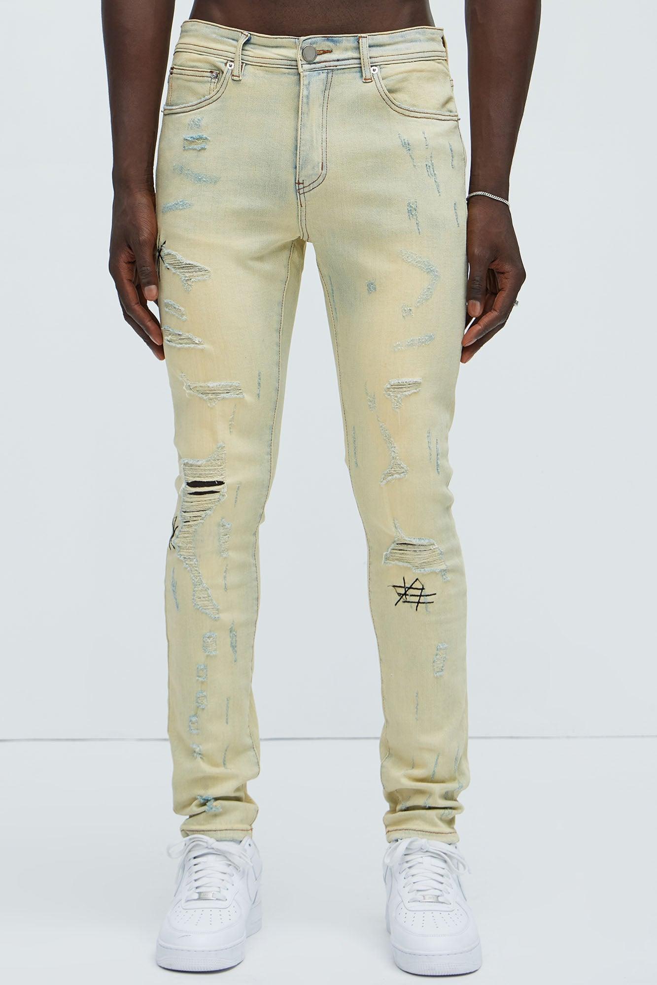 Get Stitches Ripped Skinny Jeans - Light Wash Product Image