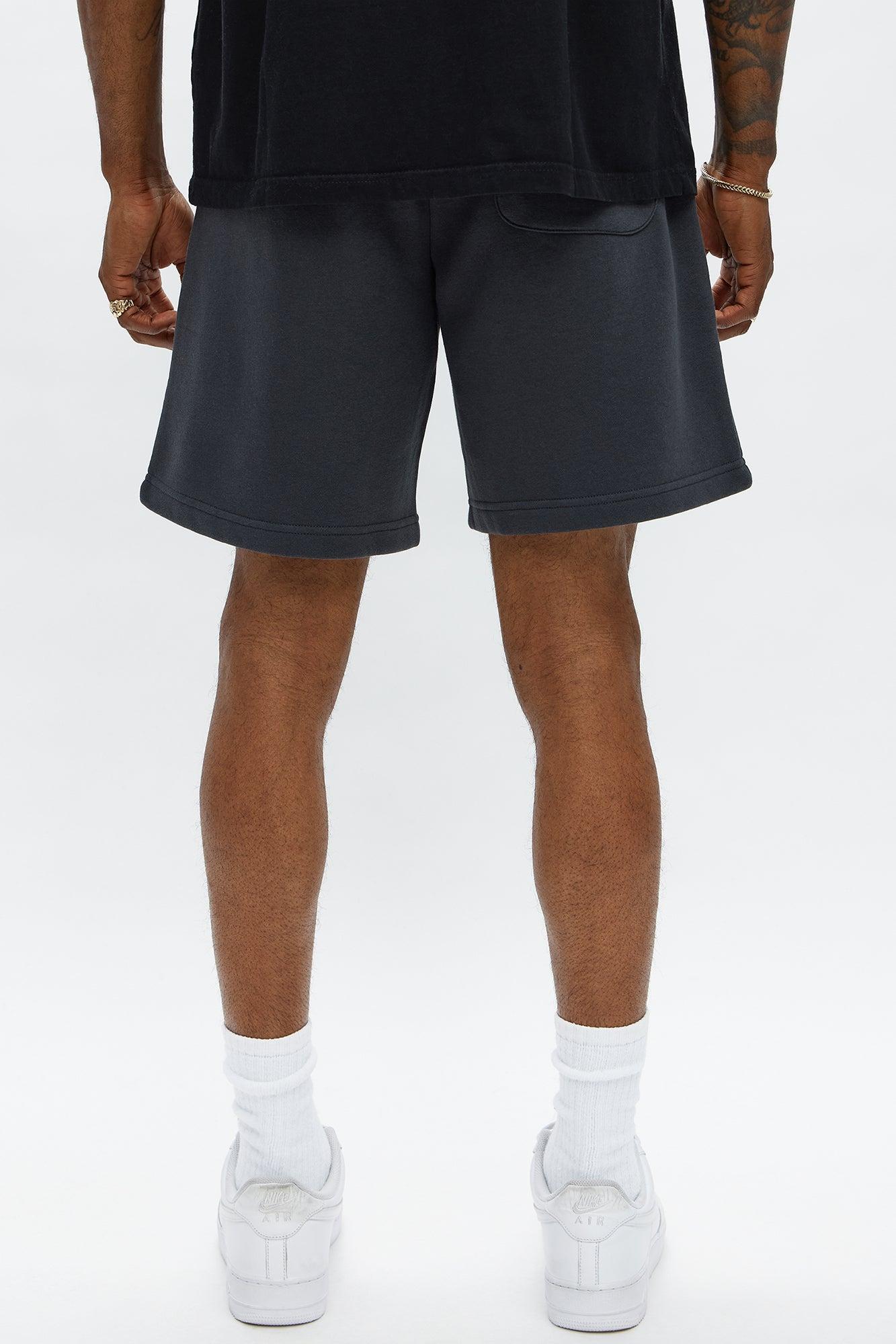 Tyson Relaxed Frayed Patch Sweatshorts - Charcoal Male Product Image