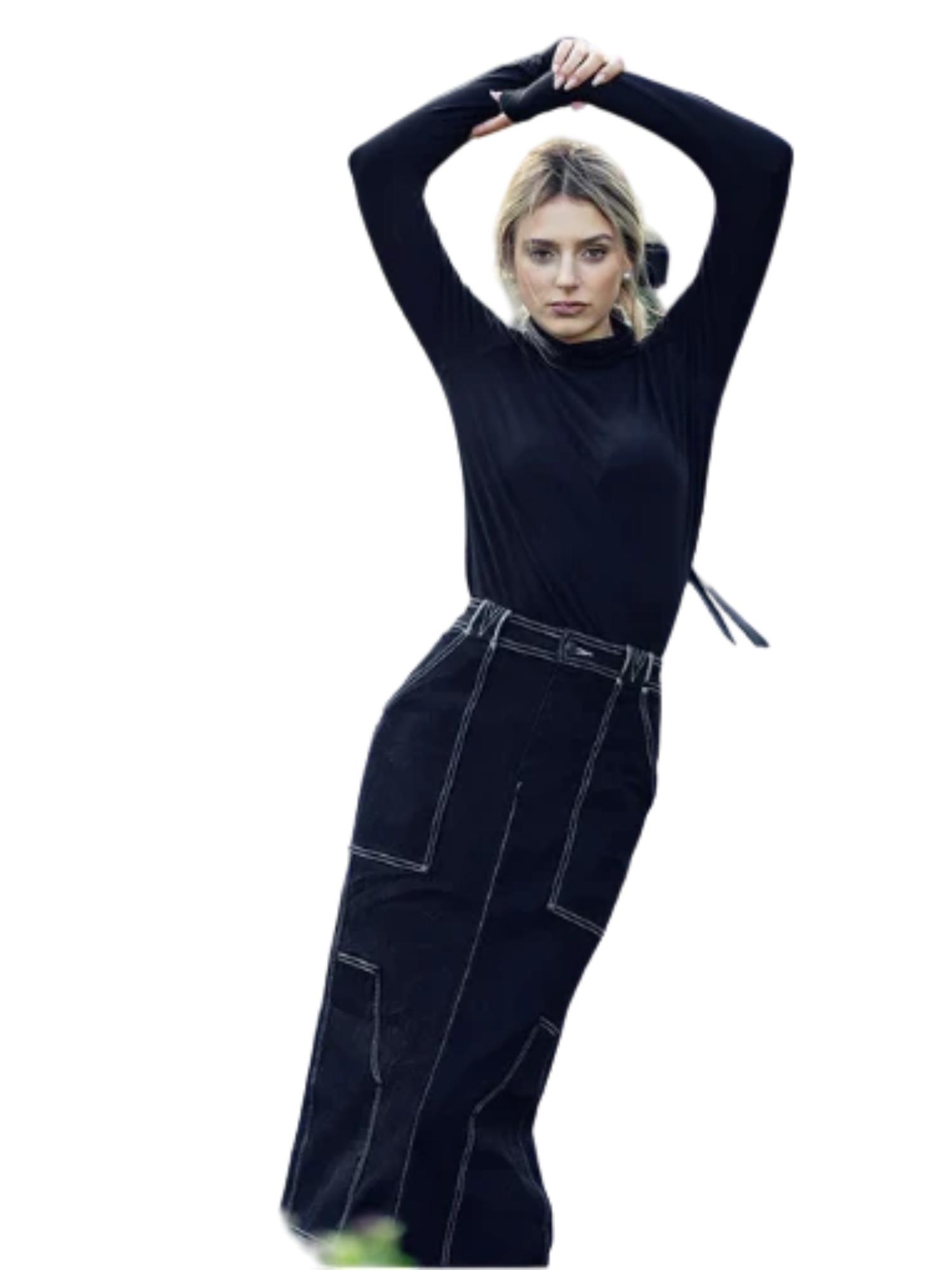 Pashmina Seamed Denim Skirt Product Image