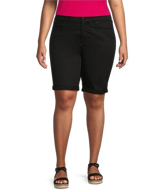 NYDJ Plus Size Briella Rolled Cuff Denim Shorts Product Image