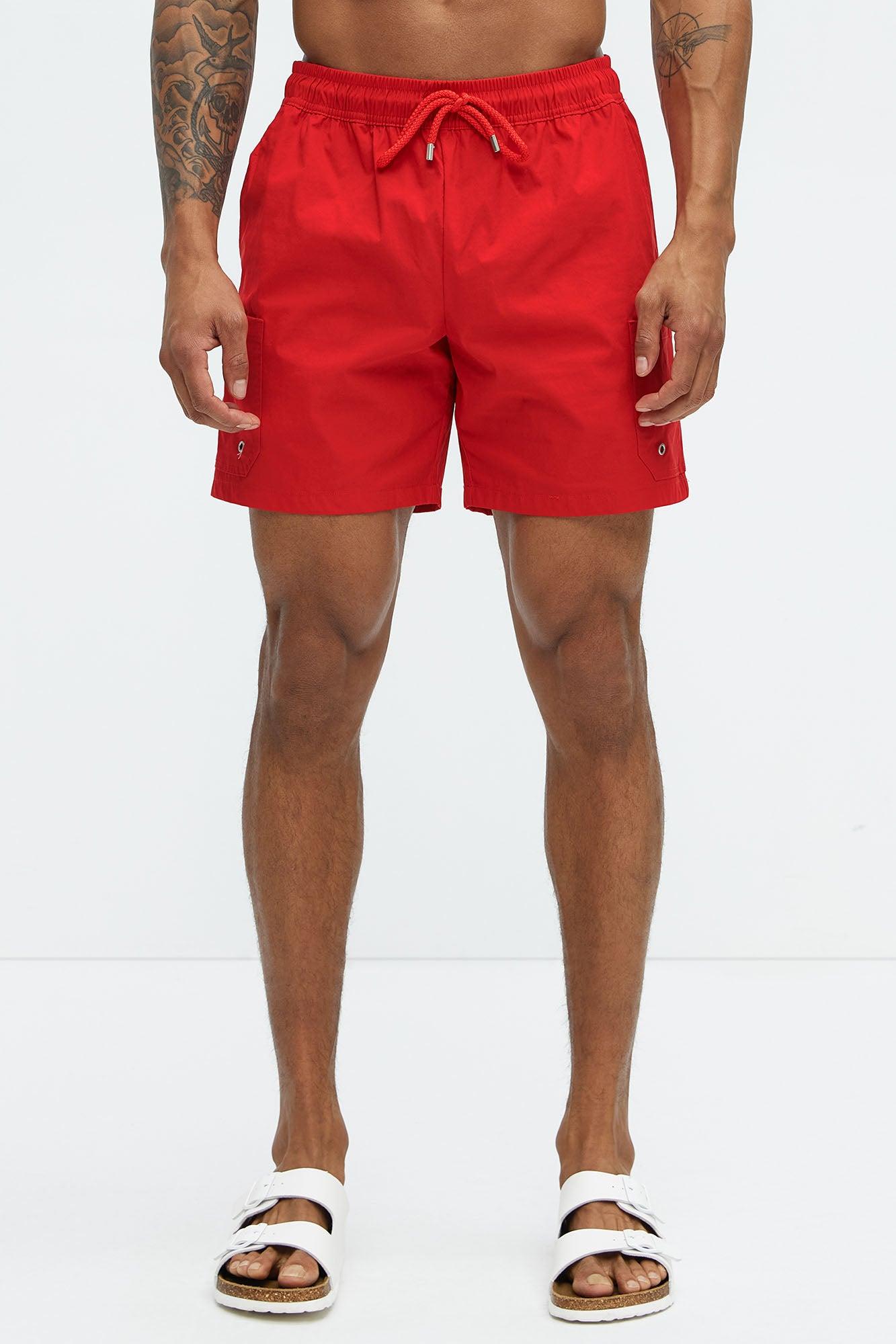 Keeping It Solid Velcro Swim Classic Trunk - Red Product Image