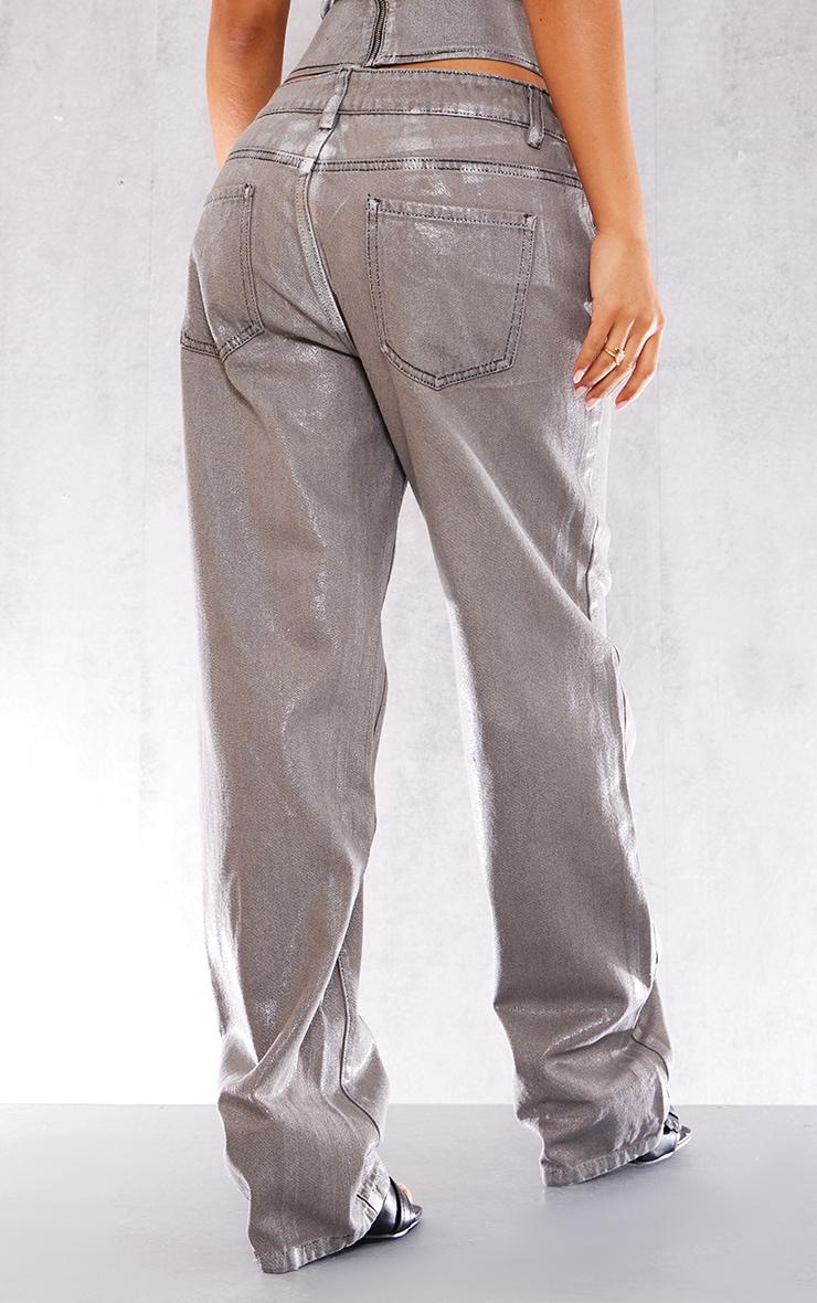 Petite Silver Metallic Denim Jeans Product Image