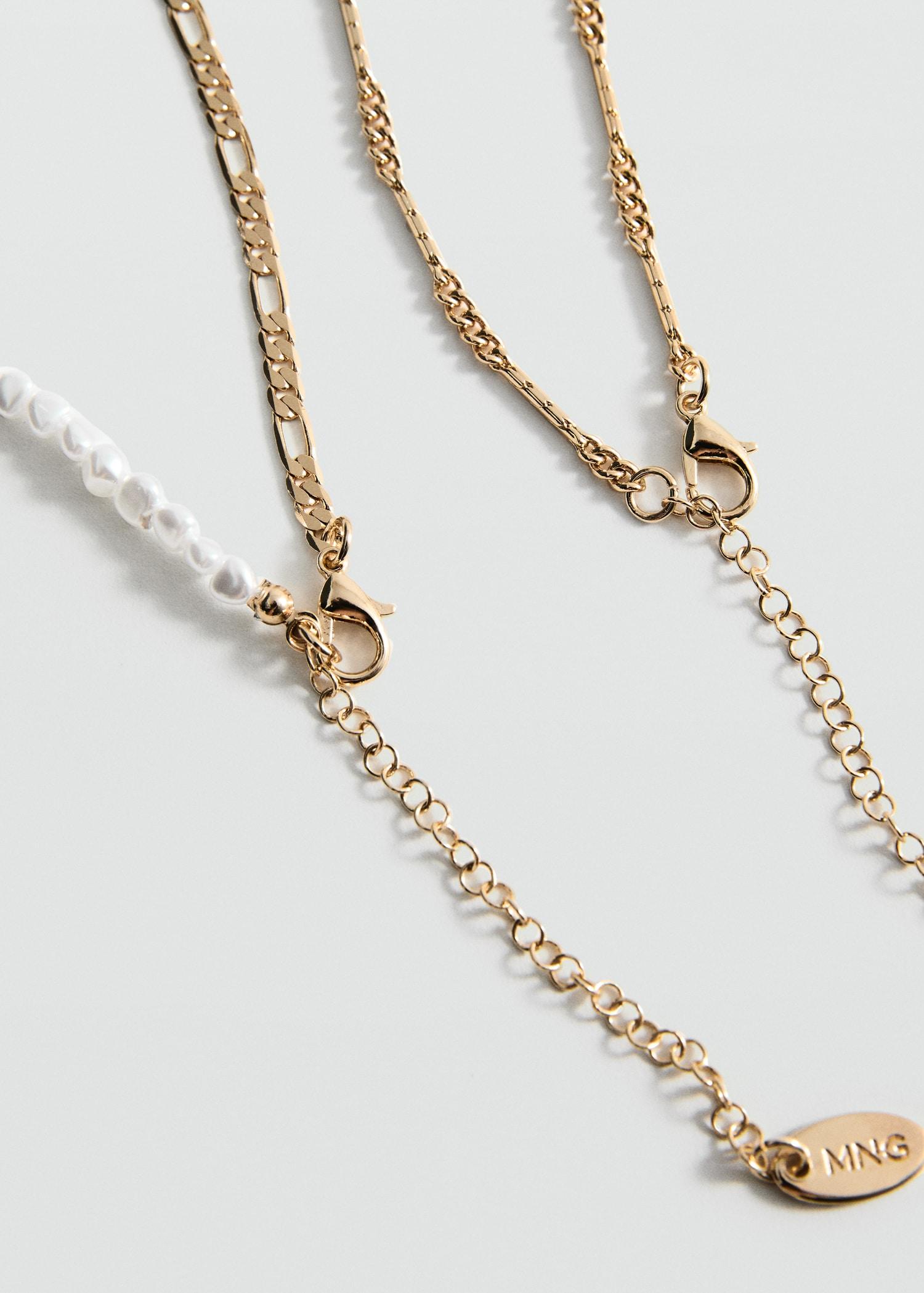 Double pearl chain necklace - Women | MANGO USA Product Image