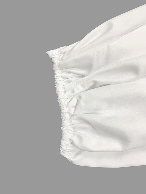 Long Sleeves Loose Elasticity Flower Print Pleated Round-neck Blouses&shirts Tops Product Image