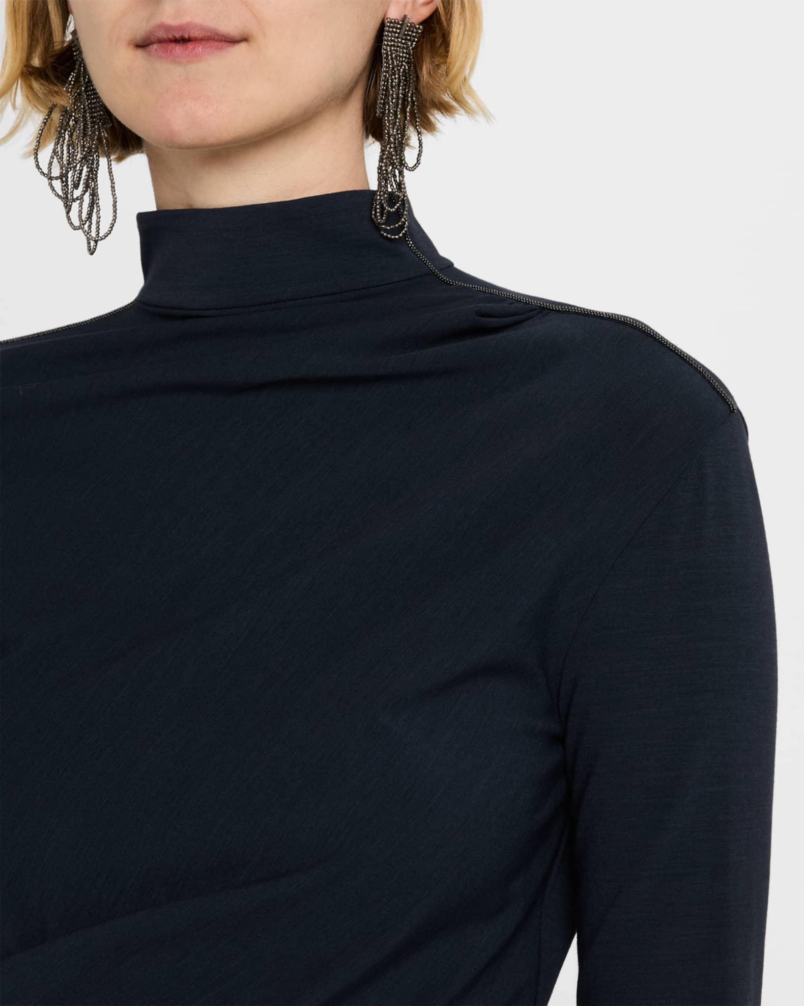 Synched-Waist Wool Jersey Long-Sleeve Midi Dress Product Image