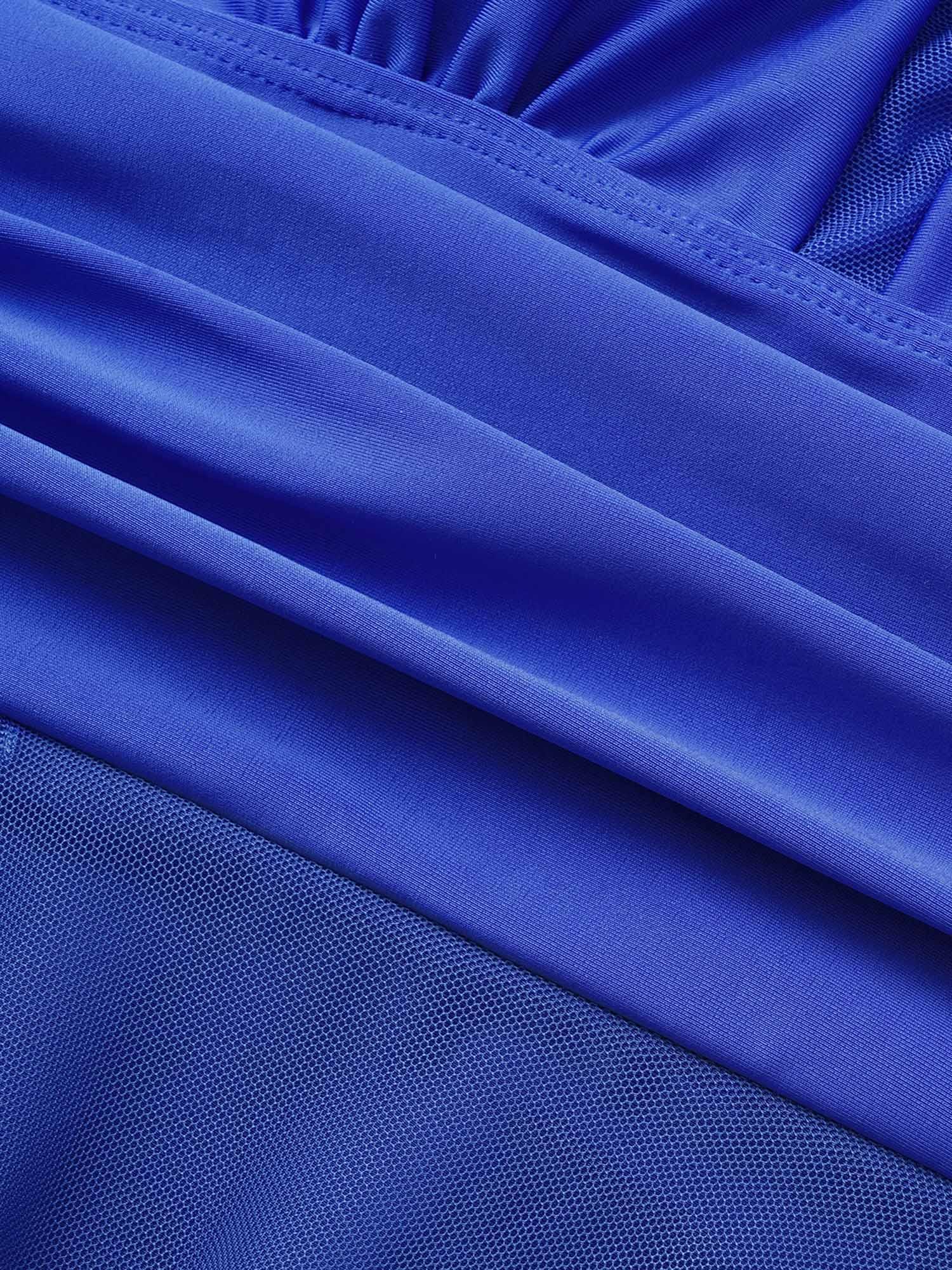 Knotted Back Mesh Insert Halter Swim Dress Female Product Image