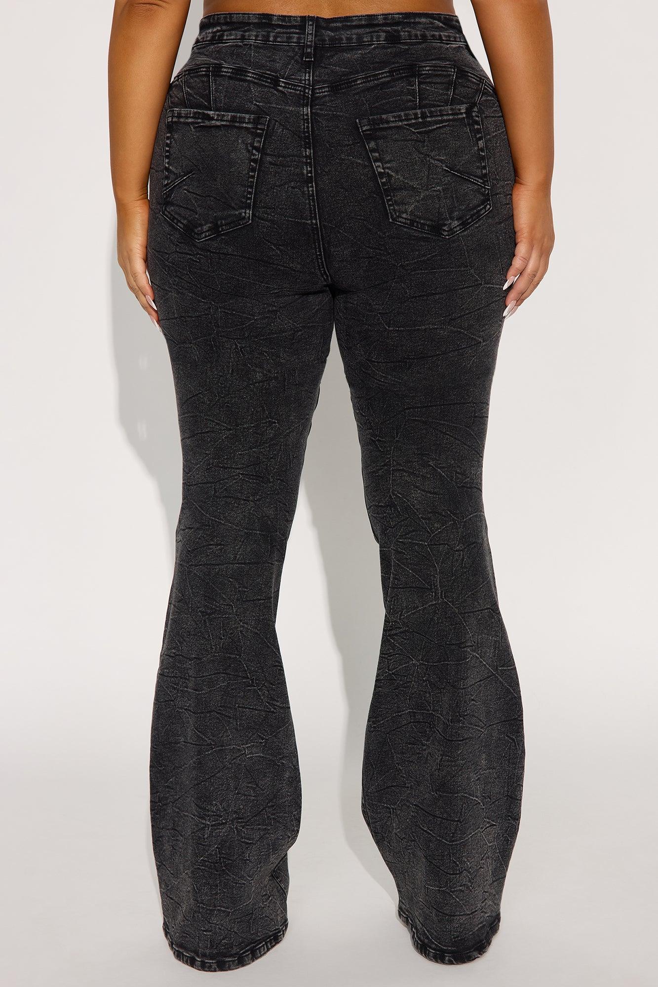 Tall Audrey Booty Lifting Stretch Flare Jeans - Acid Wash Black Product Image